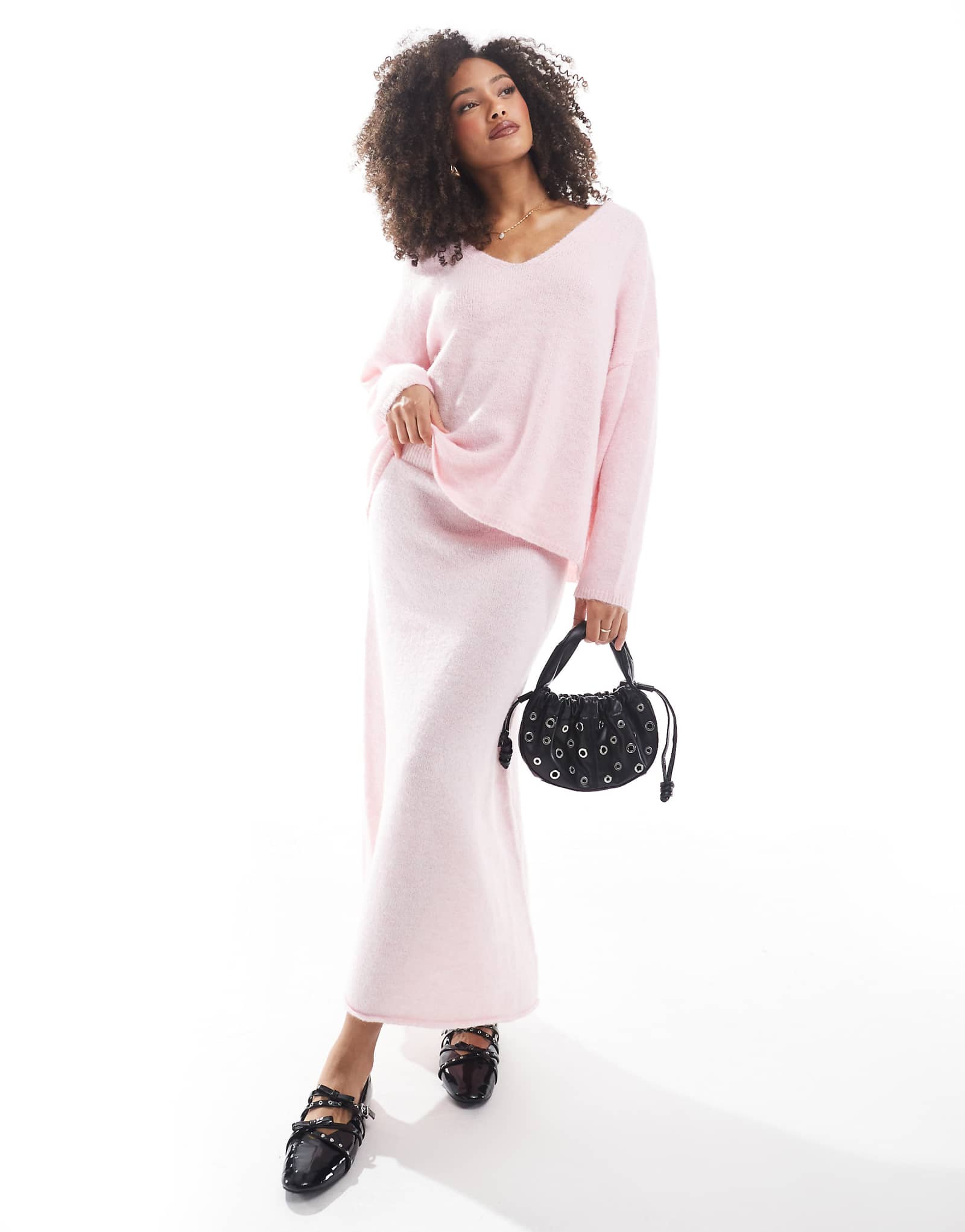 Пышная трикотажная юбка макси розового цвета - часть комплекта 9290₽