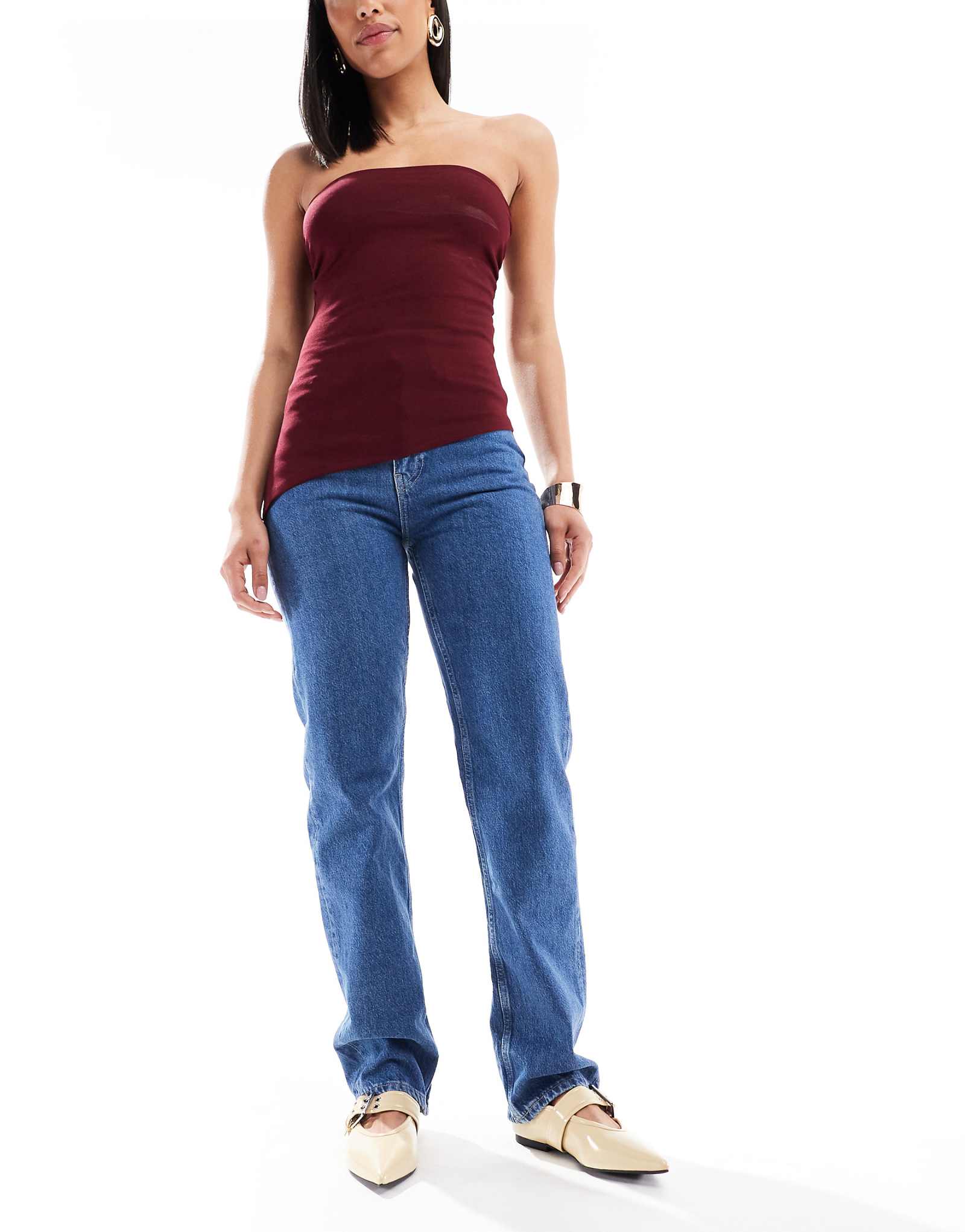 Прямые джинсы Calvin Klein Jeans с высокой посадкой, темно-синего цвета, постиранные