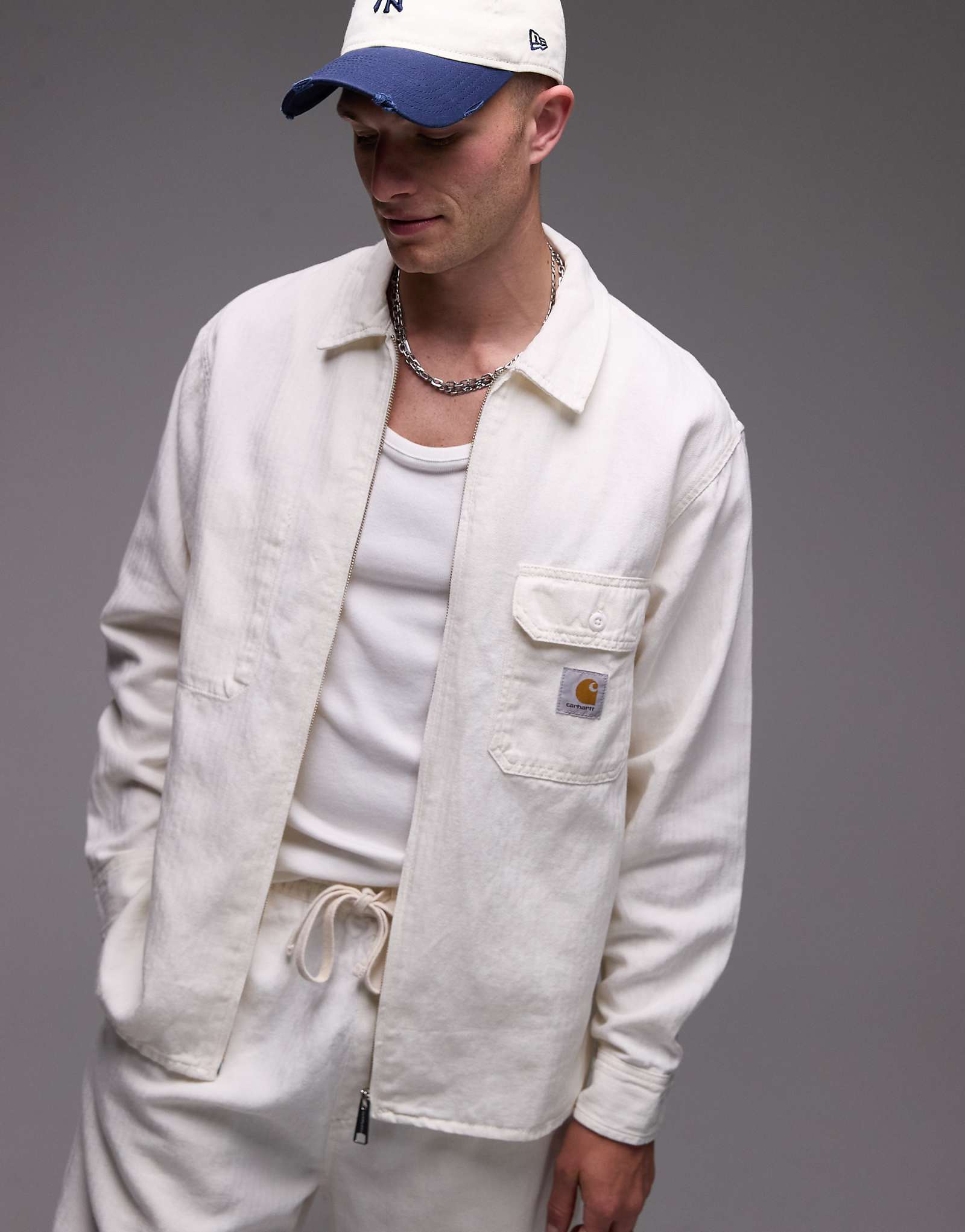 Пиджак-рубашка Carhartt WIP rainer темно-белого цвета 27490₽