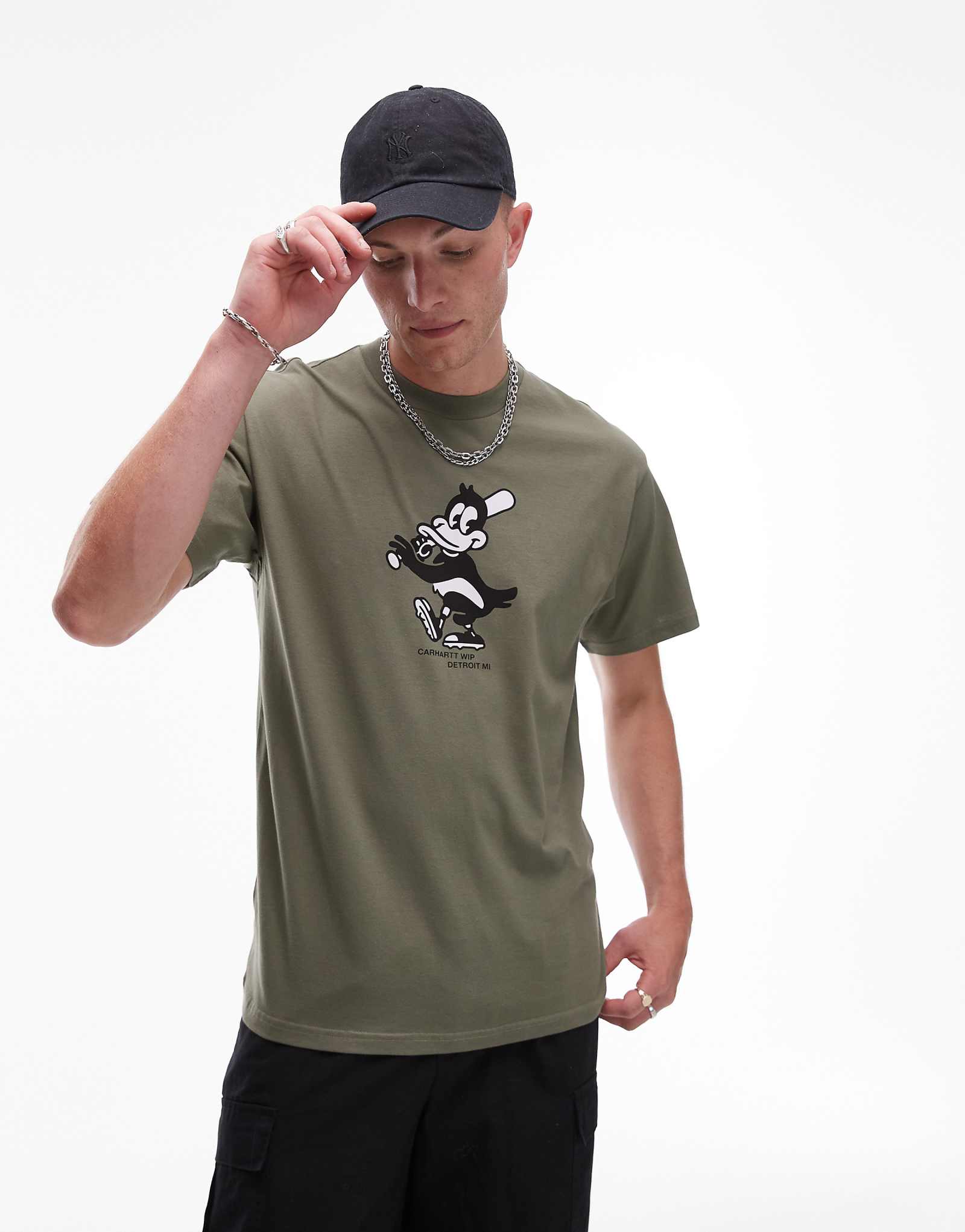 Футболка с рисунком Carhartt WIP home run темно-зеленого цвета 11790₽