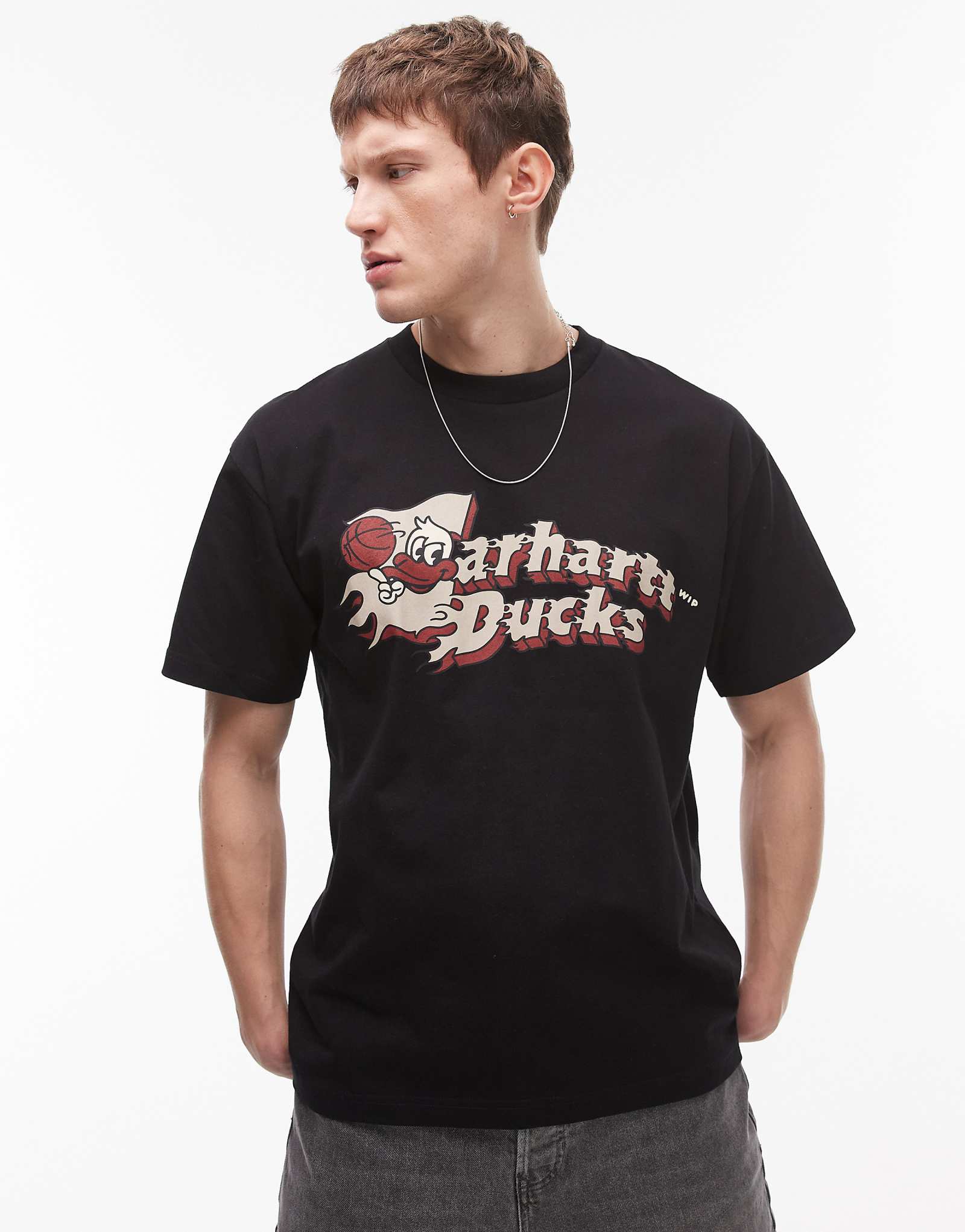 Футболка с рисунком Carhartt WIP Flaming Ducks черного цвета 8890₽