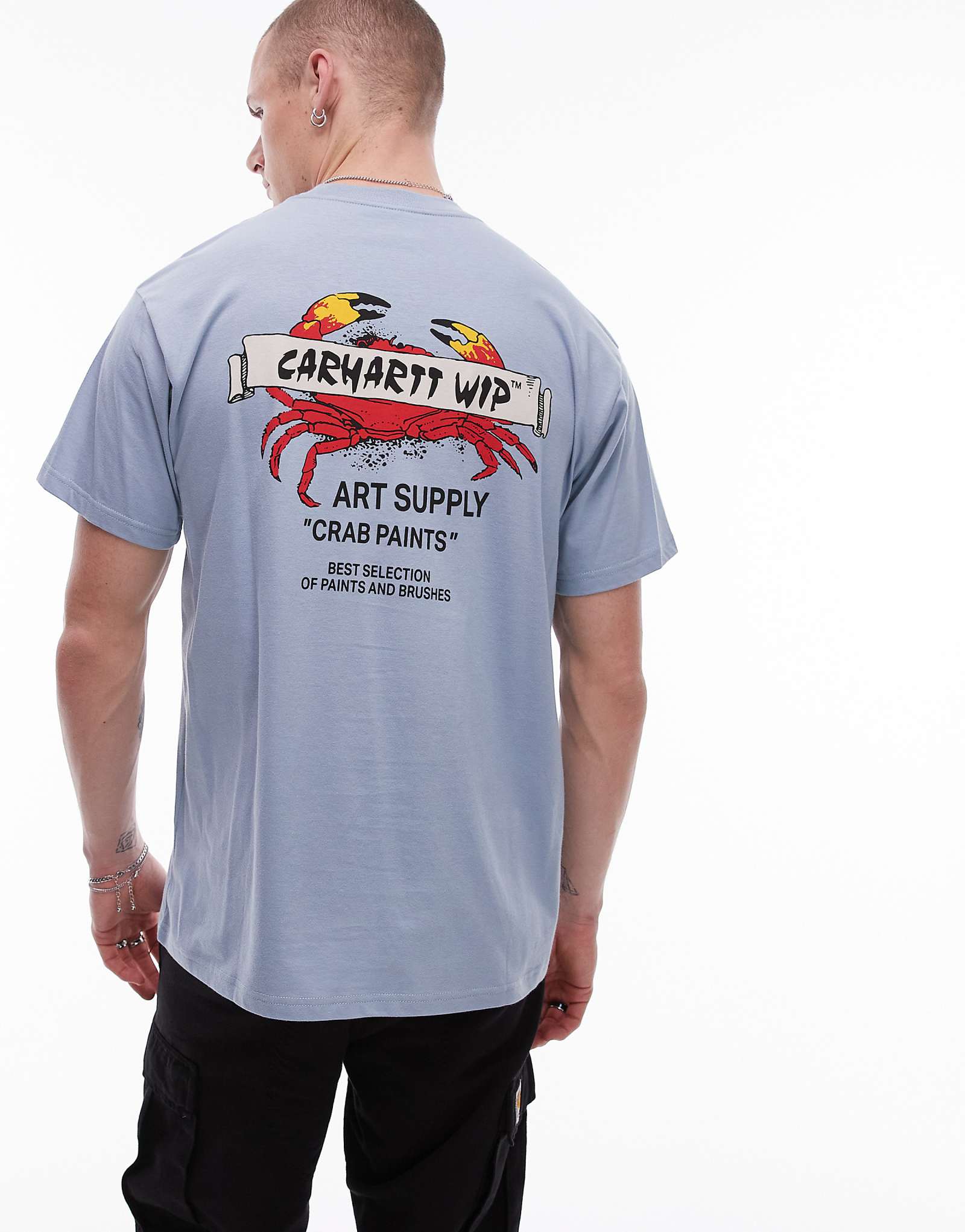 Футболка с рисунком Carhartt WIP crab paint темно-синего цвета 9490₽