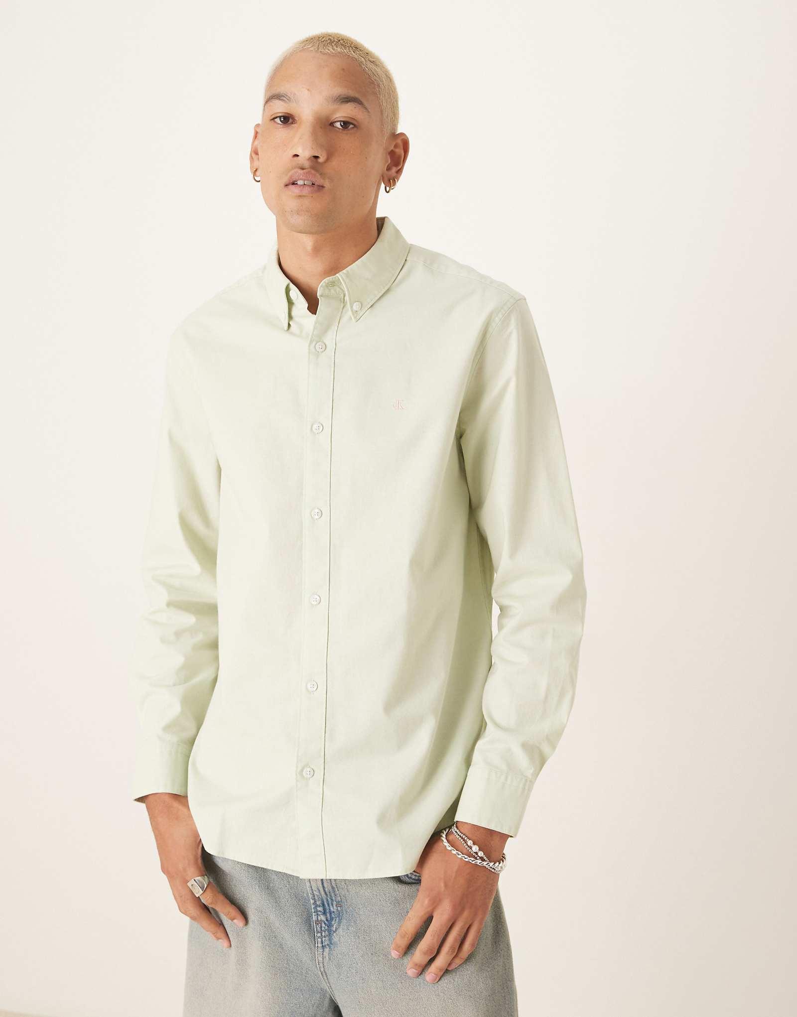 Классическая оксфордская рубашка Calvin Klein Jeans мятно-зеленого цвета