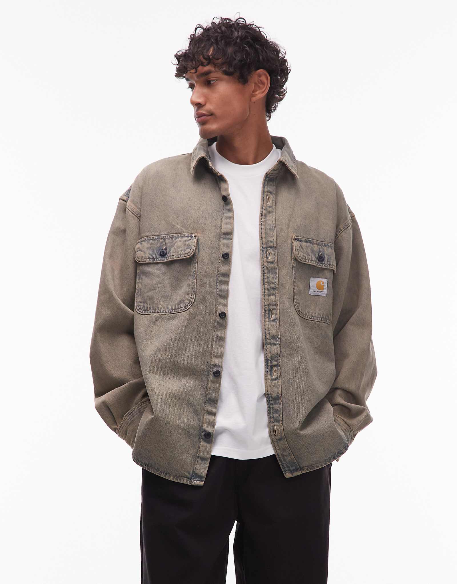 Застежка для кармана из джинсовой ткани Carhartt WIP tigan синего цвета выстиранная 39790₽