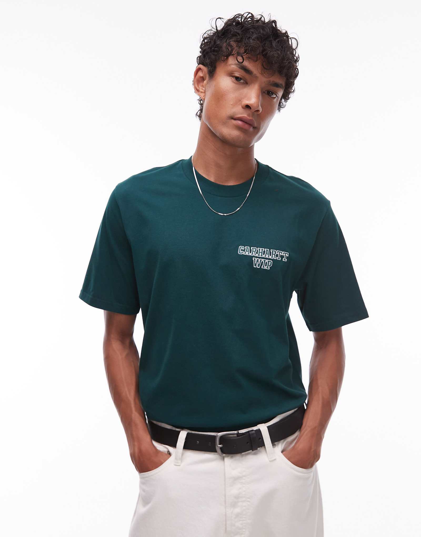 Футболка обычного покроя зеленого цвета с логотипом Carhartt WIP alumni 11790₽