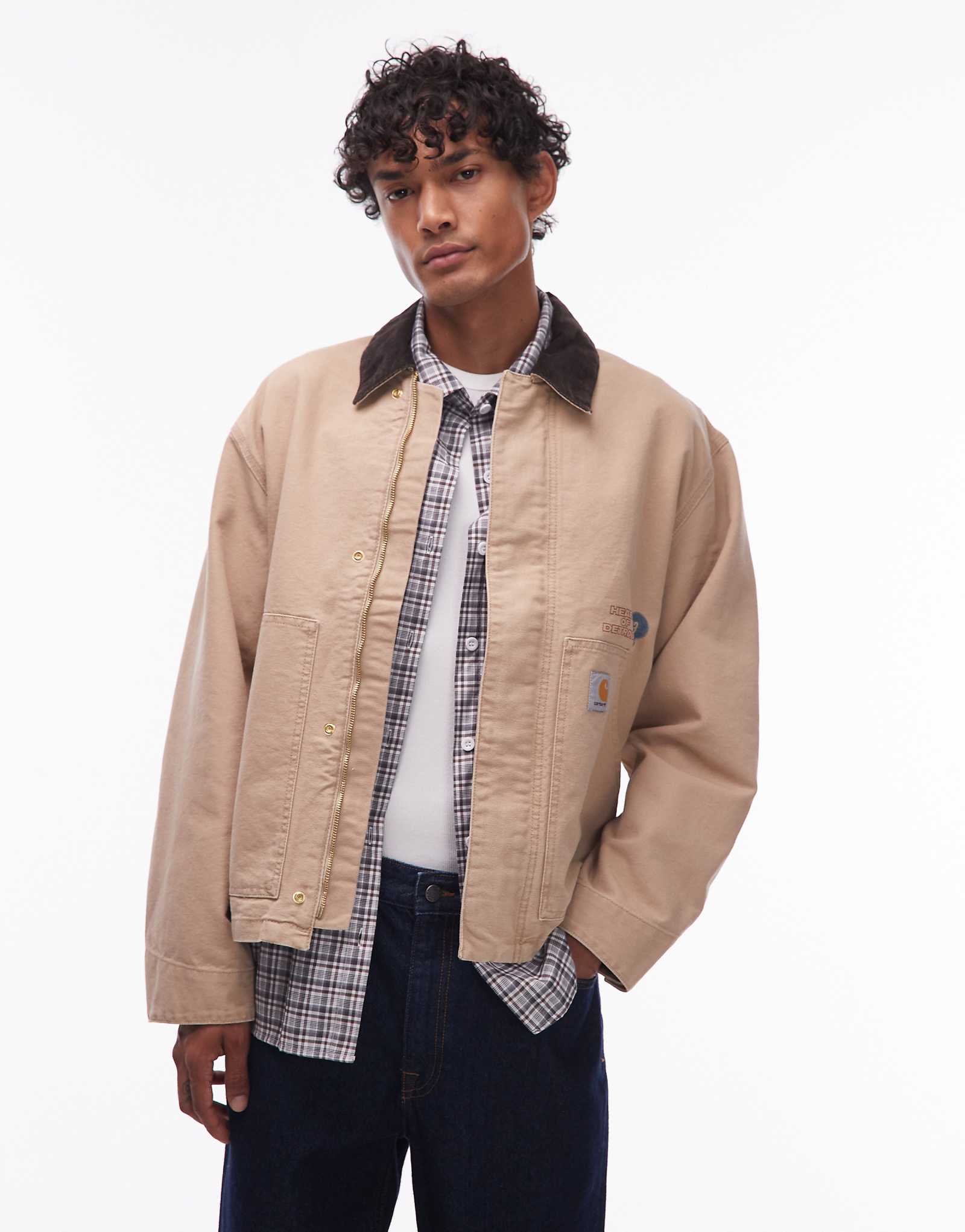 Бежевый жакет Carhartt WIP OG с графическим принтом arcan на спине 61590₽
