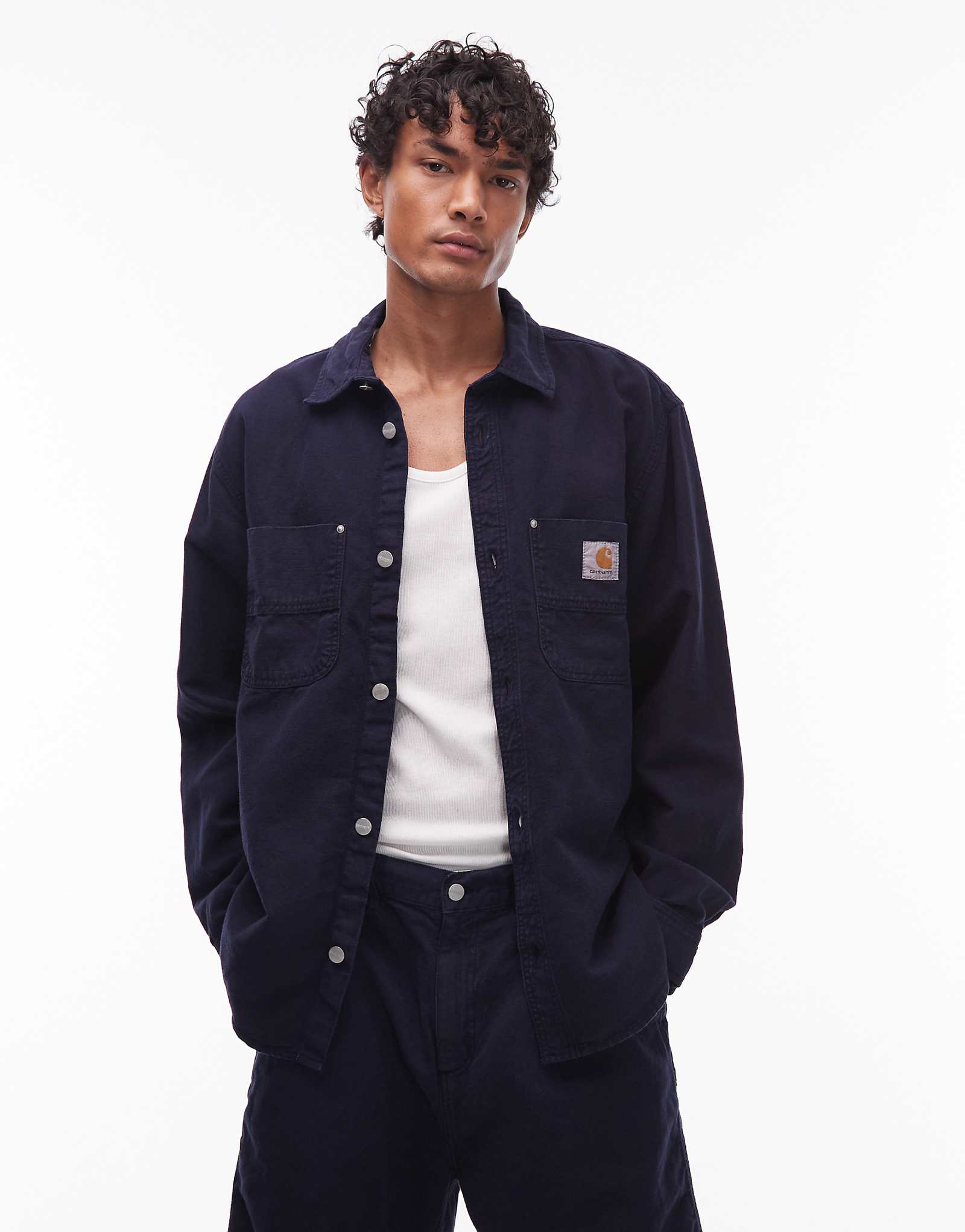 Куртка Carhartt WIP walter shacket с карманом темно-синего цвета 46090₽