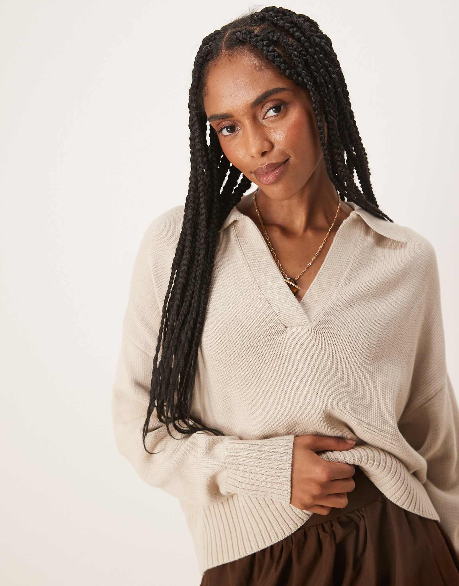 Хлопчатобумажный свитер-поло Scalpers темно-серого цвета 11490₽