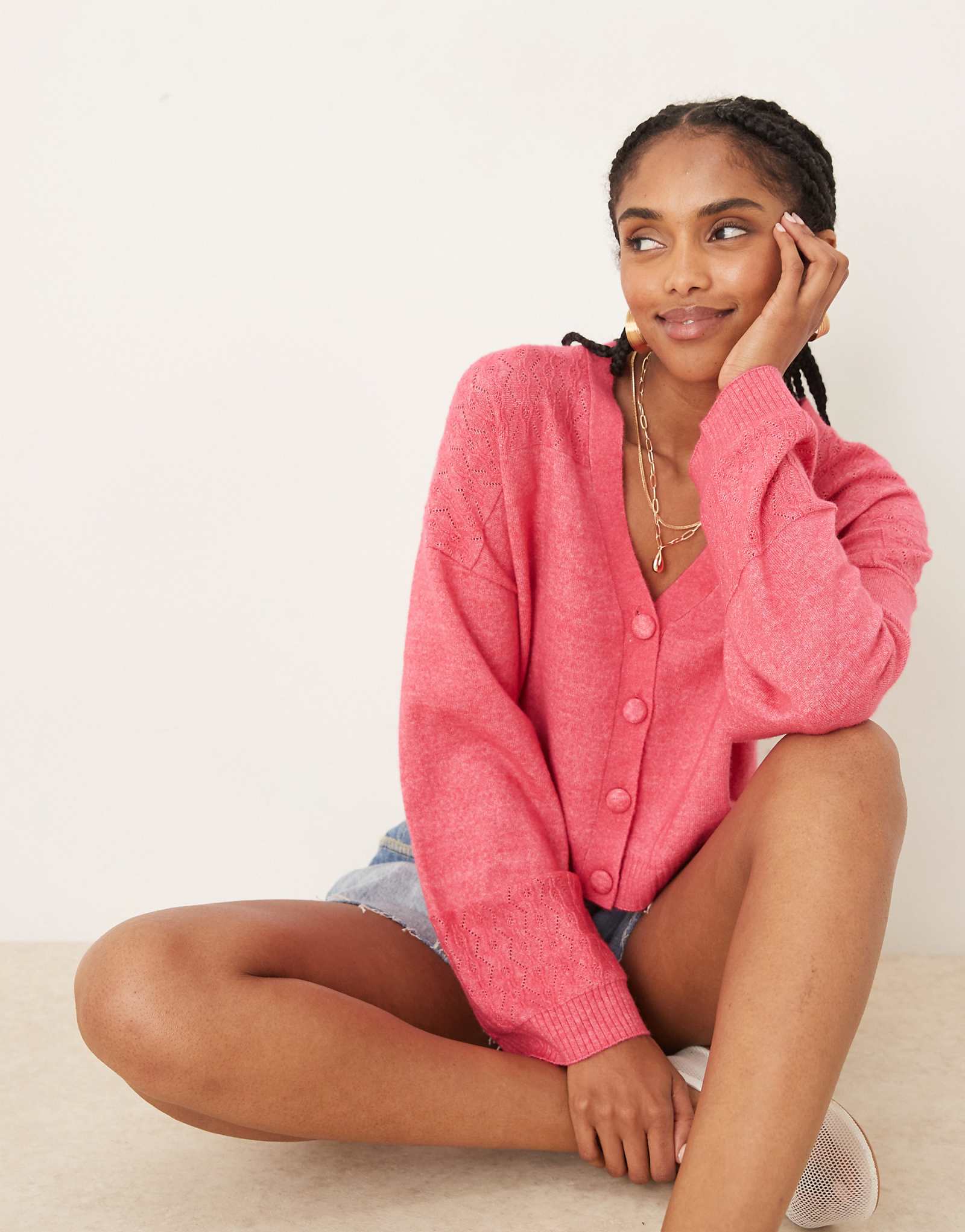 Кардиган на пуговицах Scalpers Tran малинового цвета 6790₽