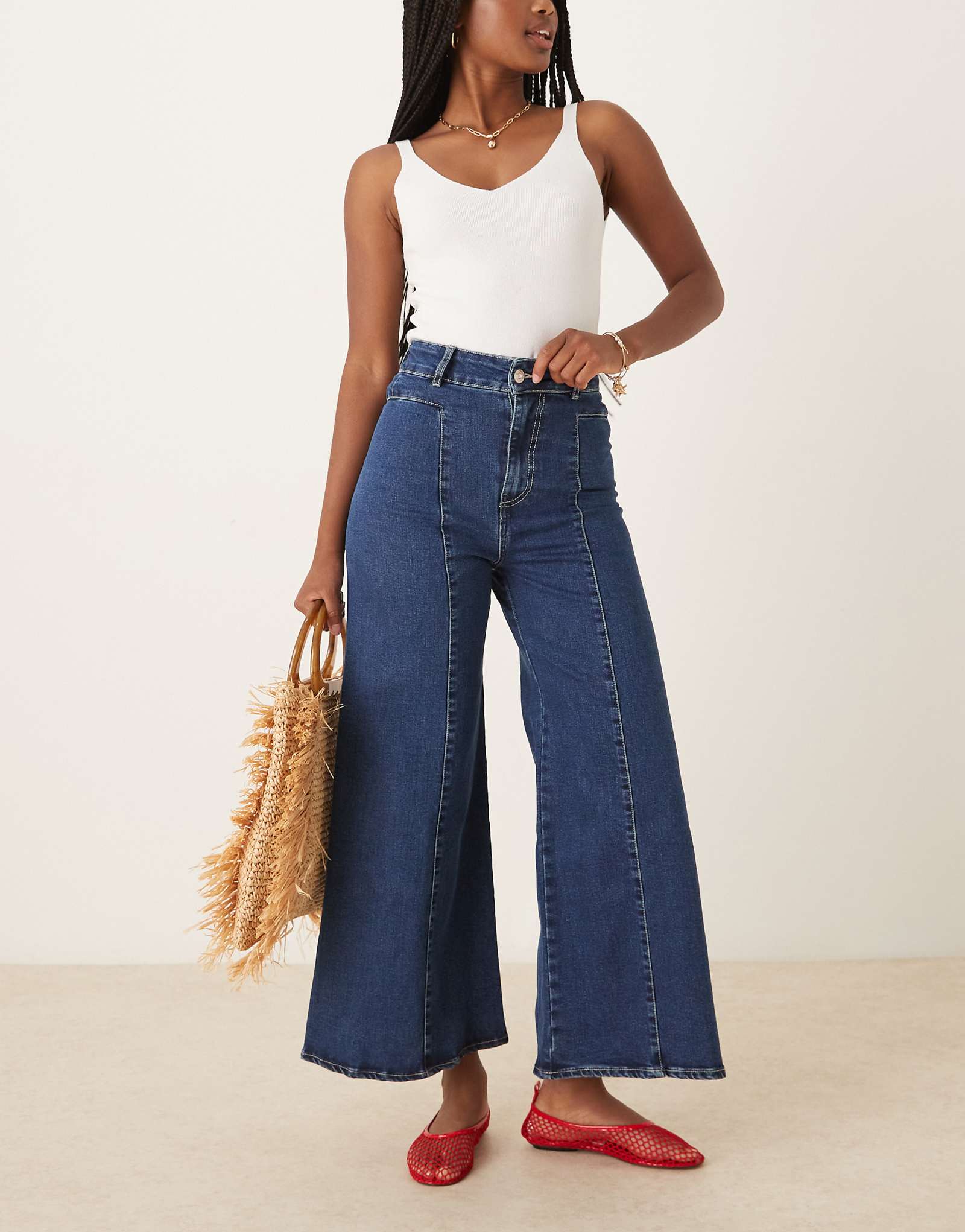 Джинсовые брюки-кюлоты Scalpers цвета индиго 11190₽