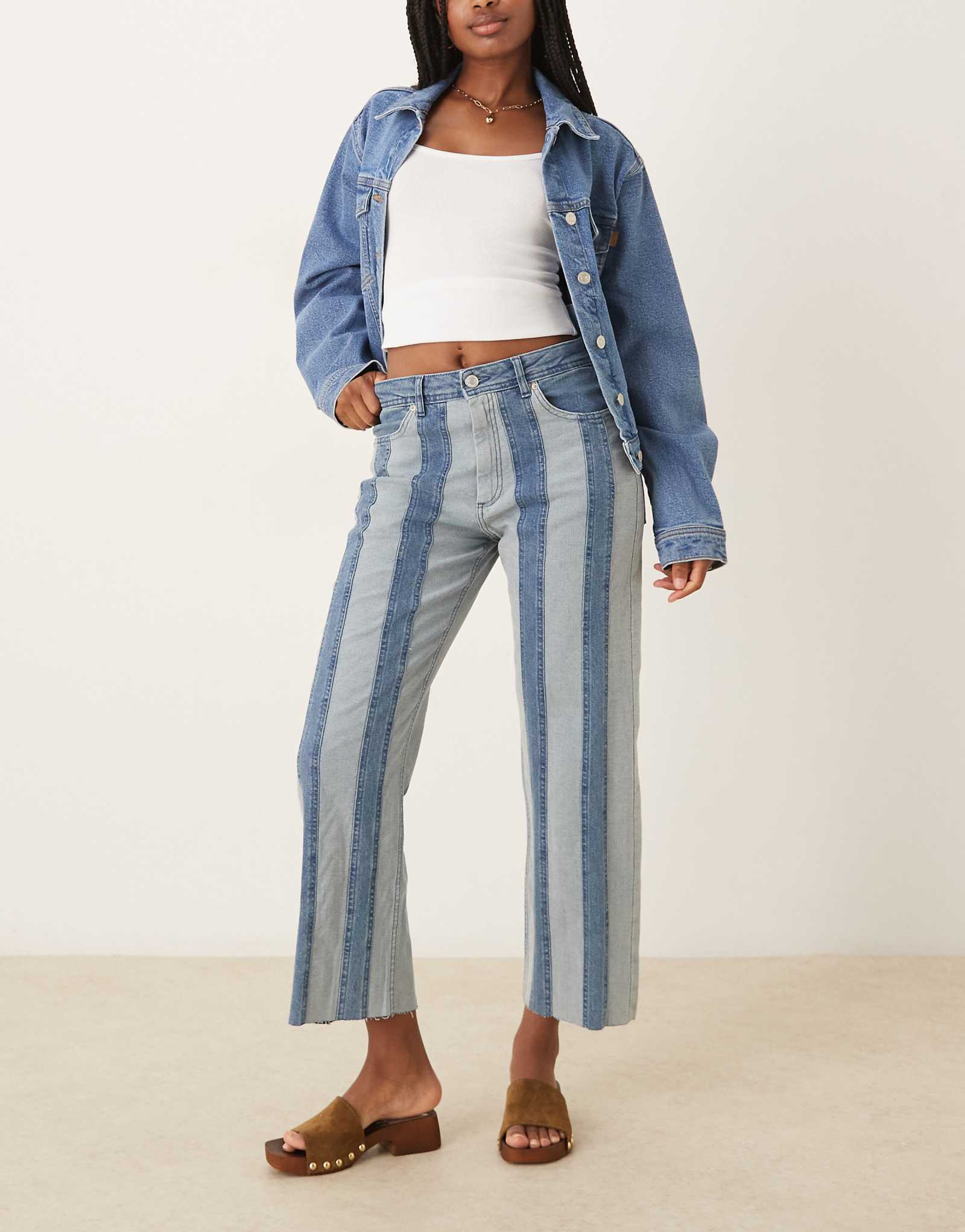 Джинсовые брюки Scalpers с прямыми штанинами в стиле пэчворк цвета индиго 25690₽