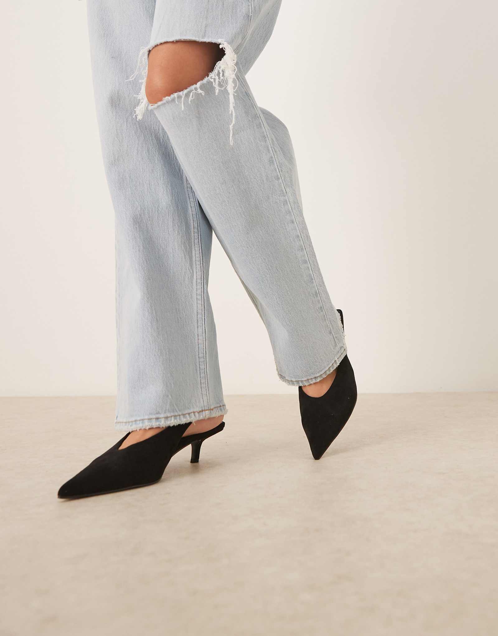 Черные туфли-лодочки на высоком каблуке ASOS DESIGN Sydney с ремешками-лодочками в виде котенка 6290₽