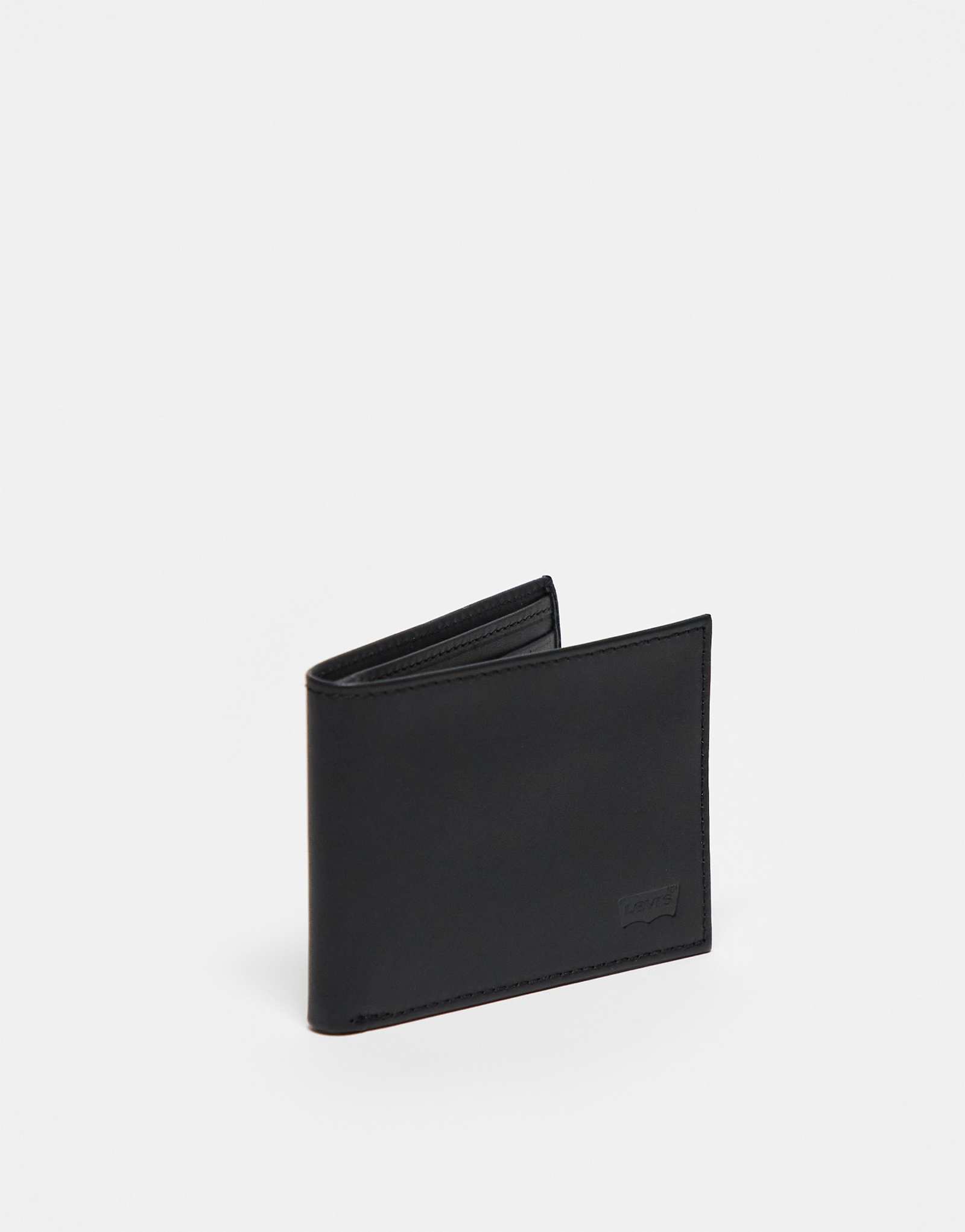 Кожаный двойной кошелек Levis с логотипом летучая мышь черного цвета 12490₽