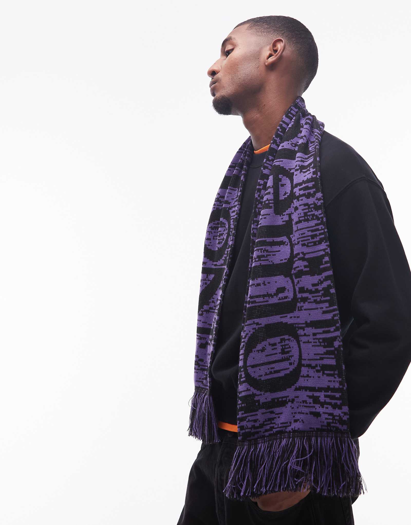 Шарф с логотипом No Problemo glitch фиолетового цвета