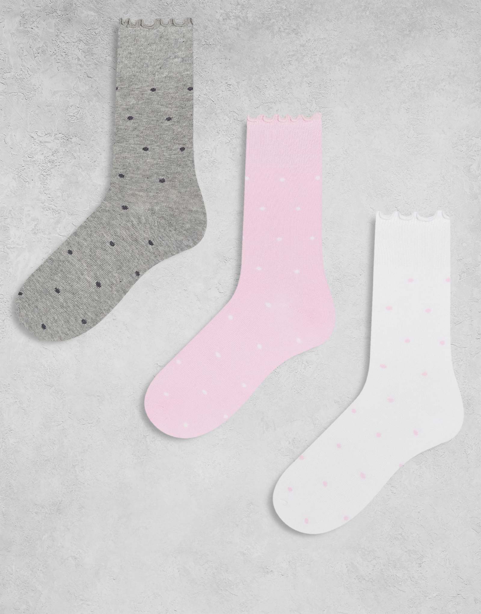 Носки JJXX в белый горошек из 3-х упаковок /микс