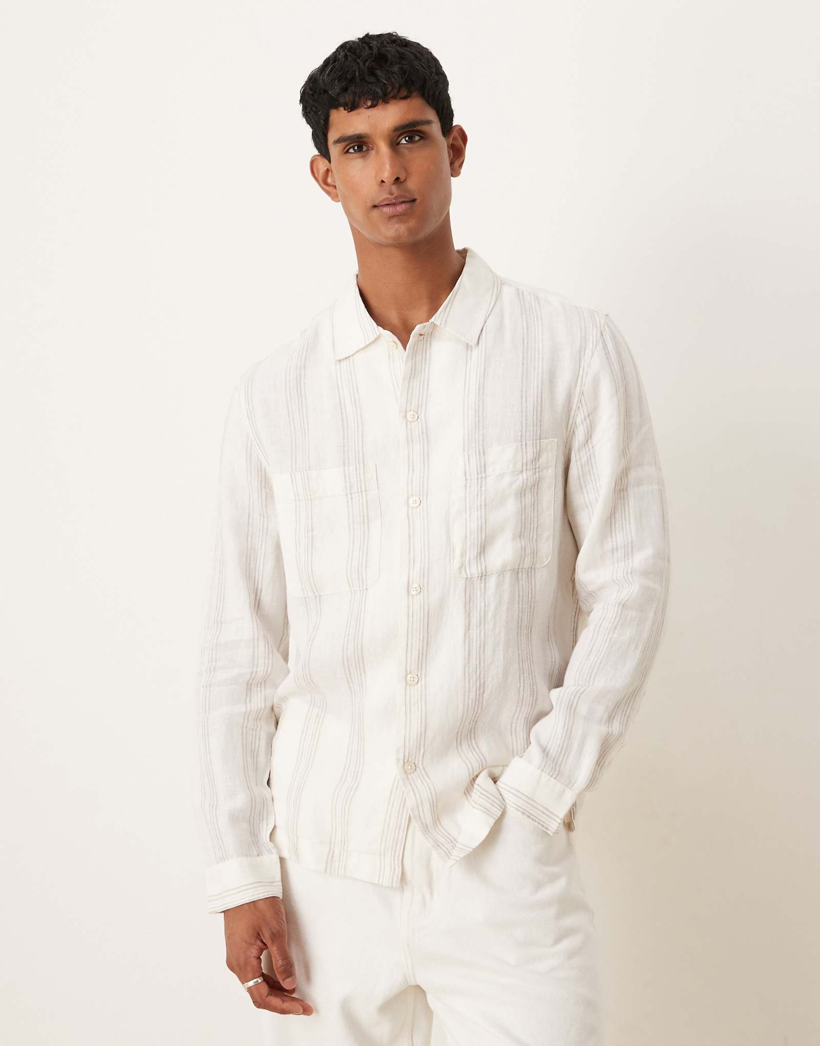 Рубашка с длинным рукавом Mango в натуральную полоску 20390₽