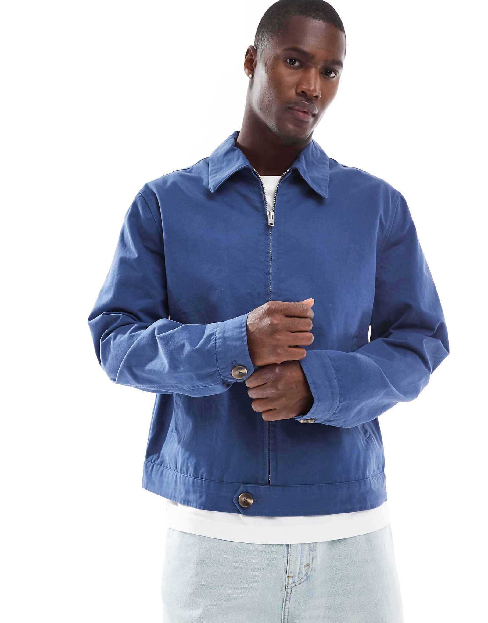 Куртка для рабочей одежды harrington от ASOS DESIGN синего цвета 15490₽