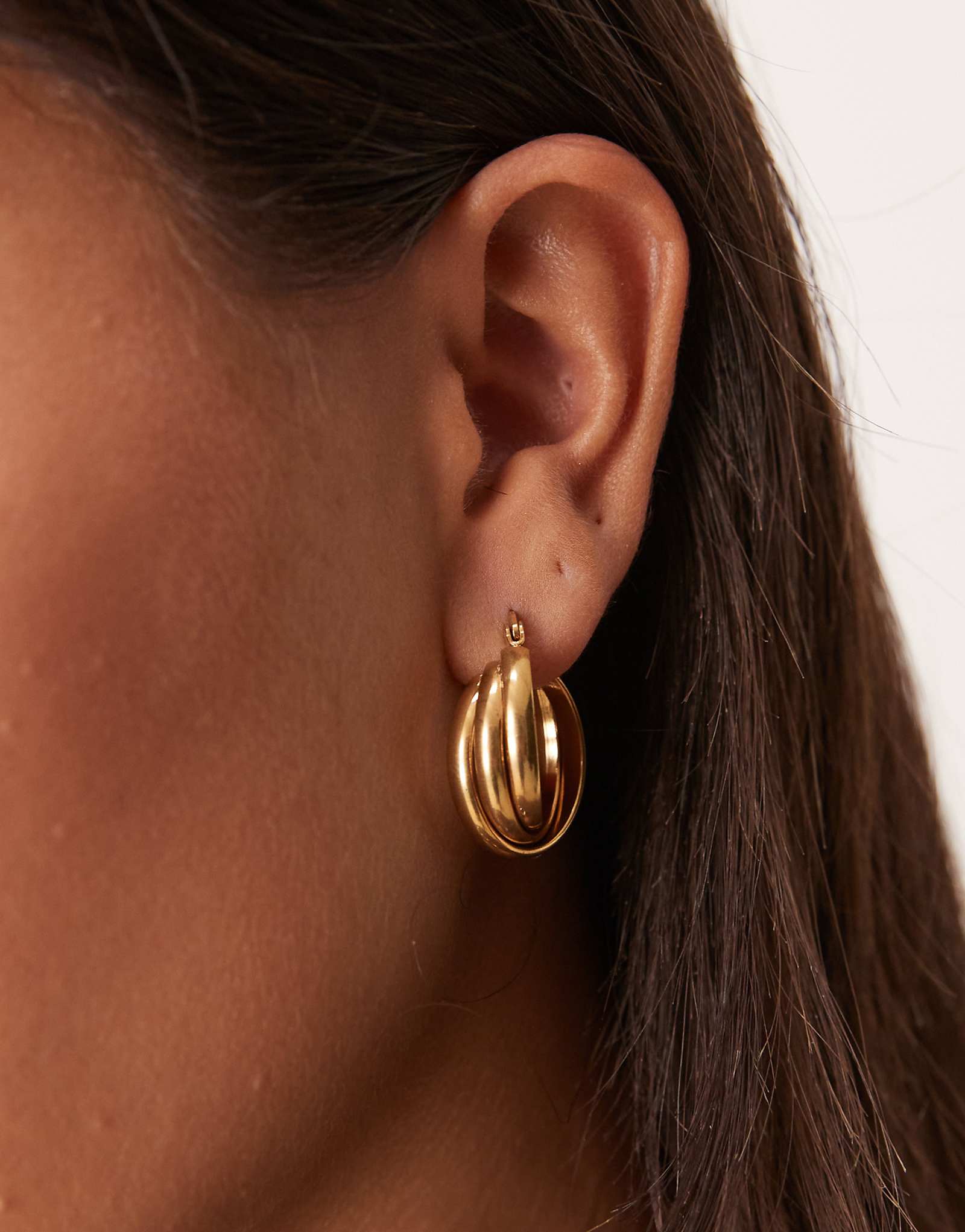 Многослойные серьги-кольца Lost Souls из нержавеющей стали с покрытием из 18-каратного золота