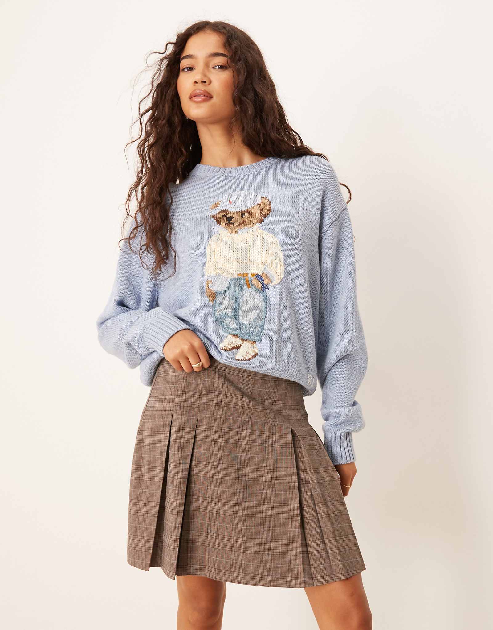 Плиссированная мини-юбка Mango в коричневую клетку 10190₽