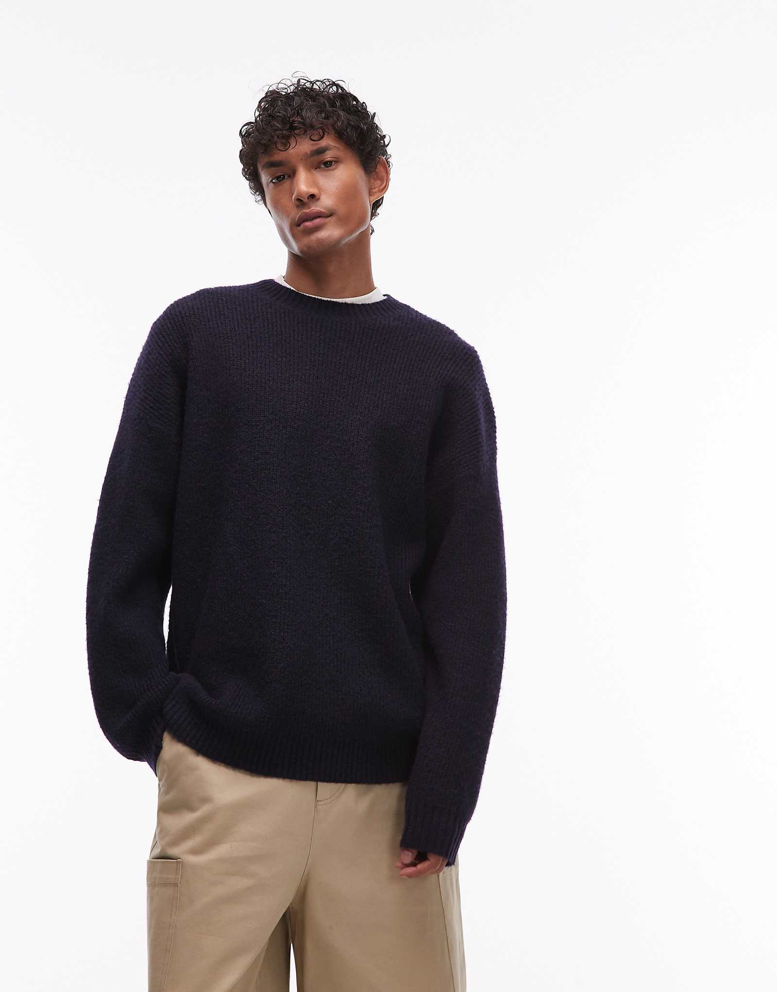 Темно-синий свитер Topman oversize fit crew 12290₽