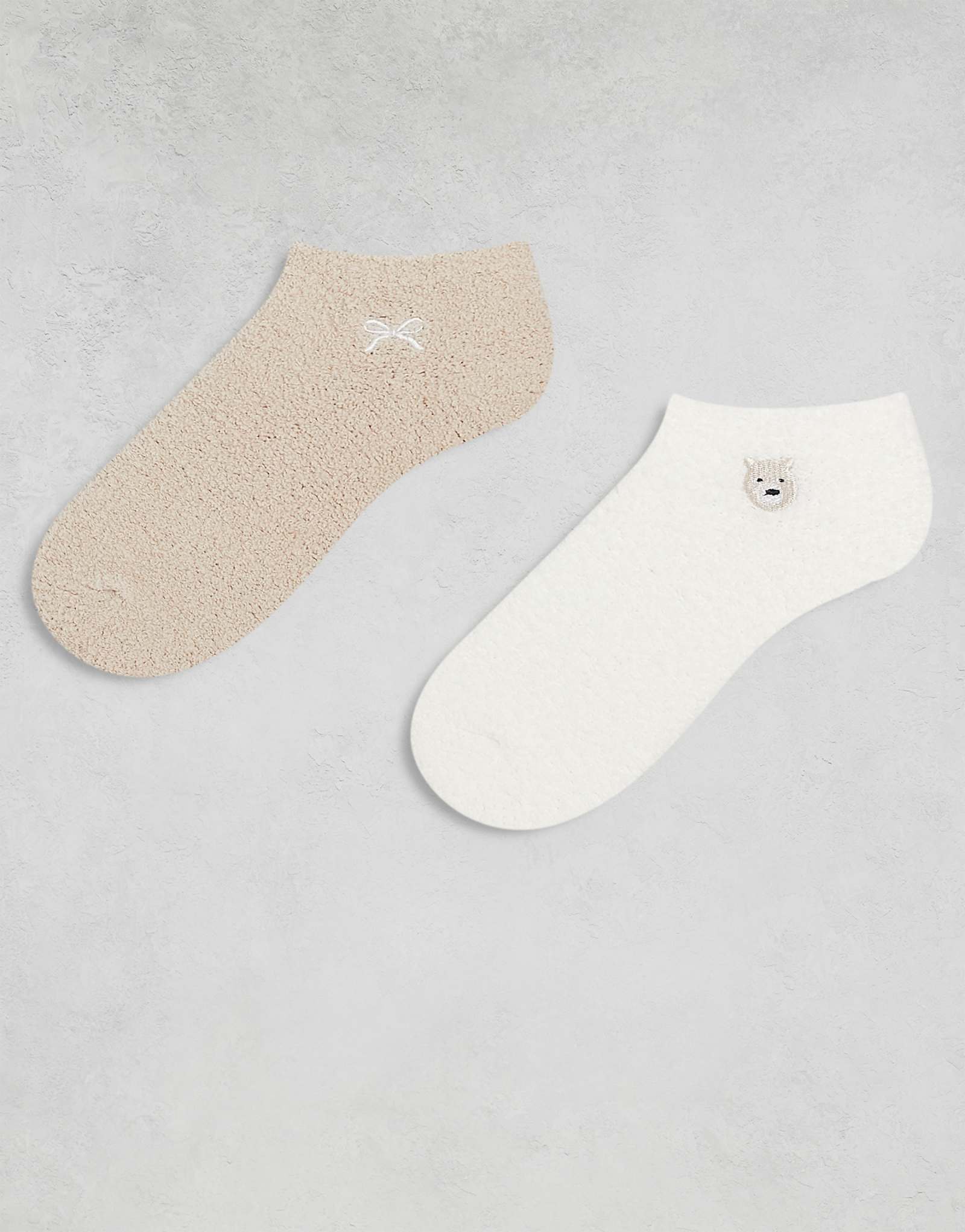 Boux Avenue, 2 упаковки уютных носков-кроссовок с принтом в виде банта и медведя