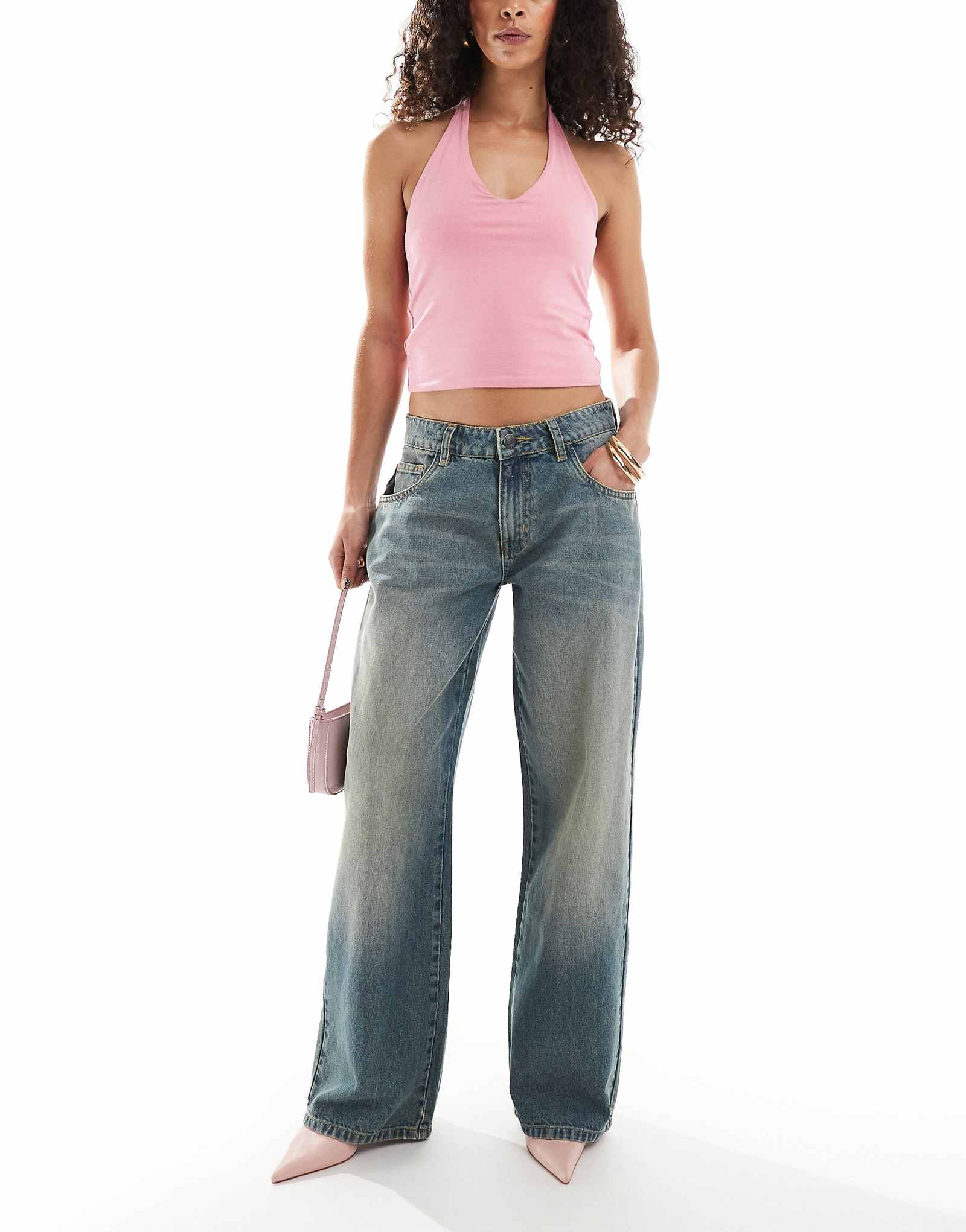 Просторные джинсы с низкой посадкой на Дейзи-стрит застиранного синего цвета 12490₽