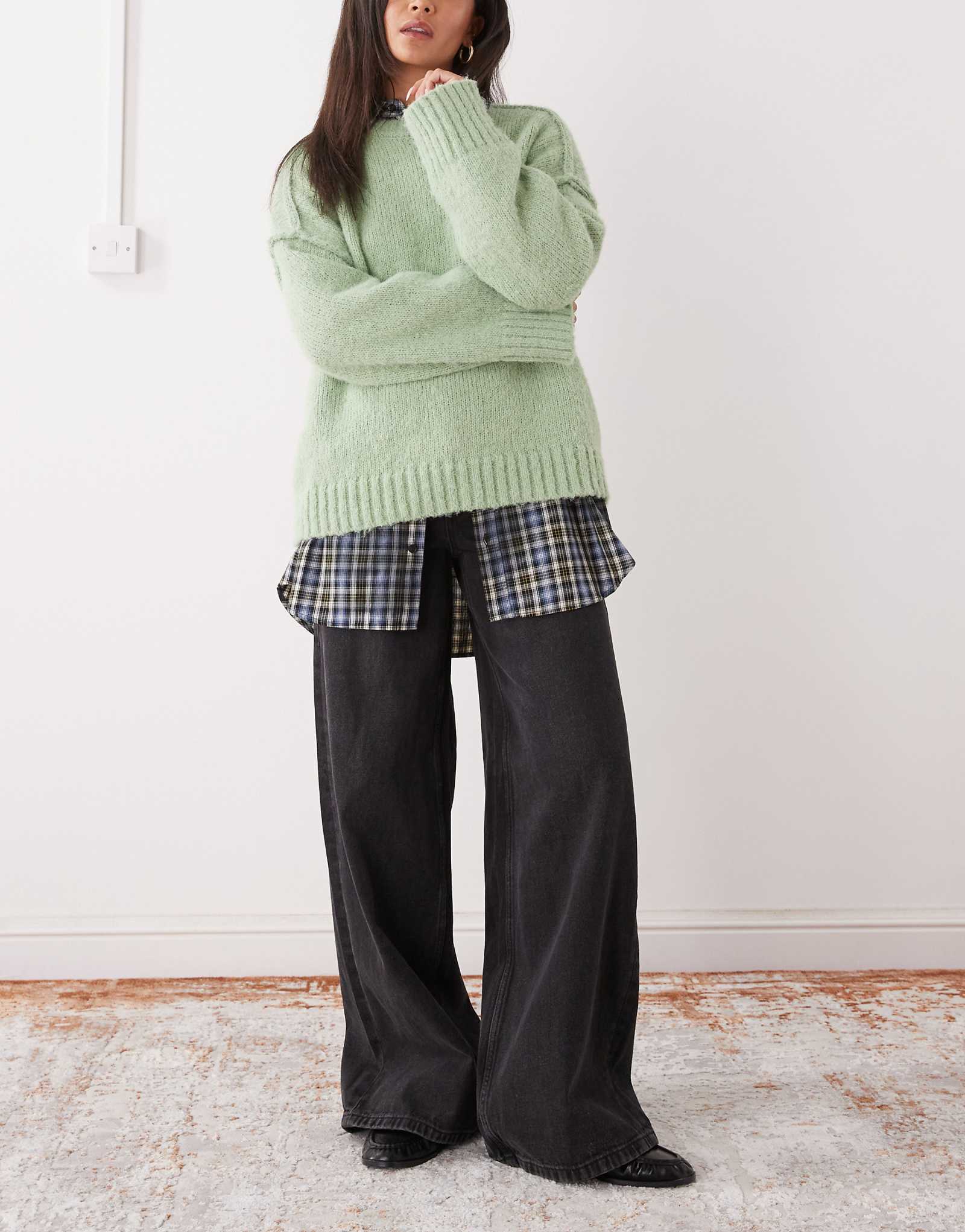 Широкие джинсы Noisy May с низкой посадкой из черного денима 14690₽