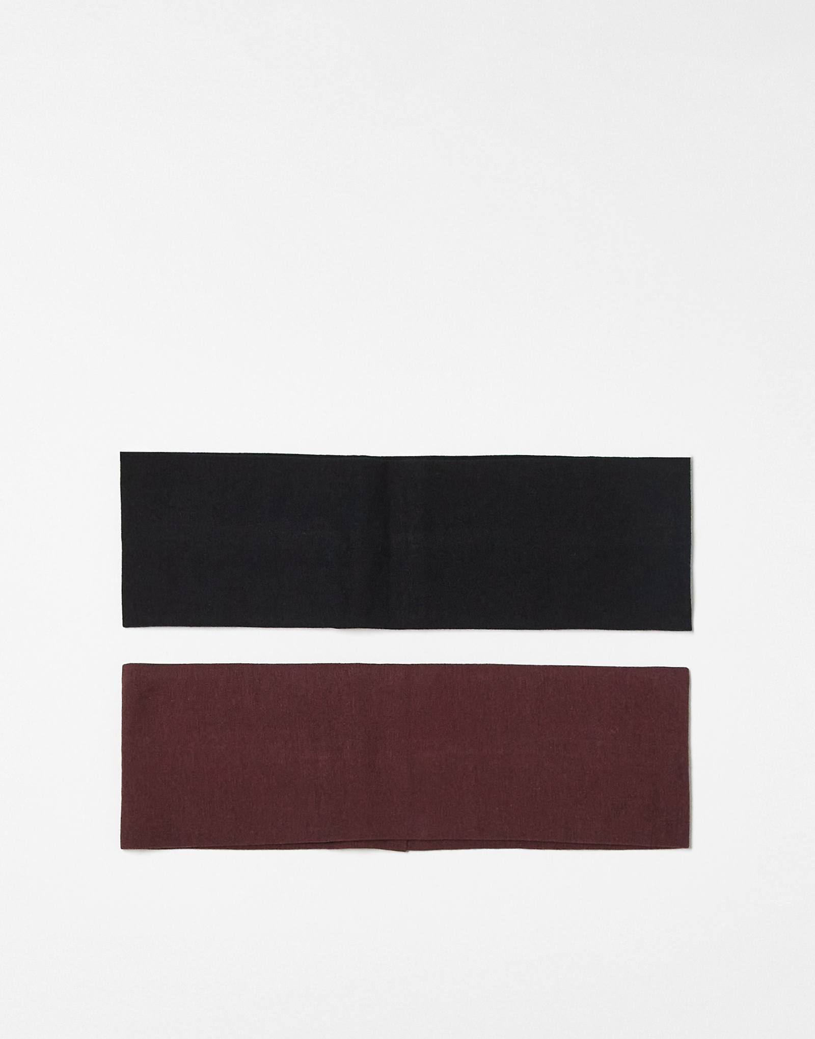 Повязка на голову из джерси на каждый день, 2 комплекта, черного и бордового цветов - эксклюзивно для ASOS