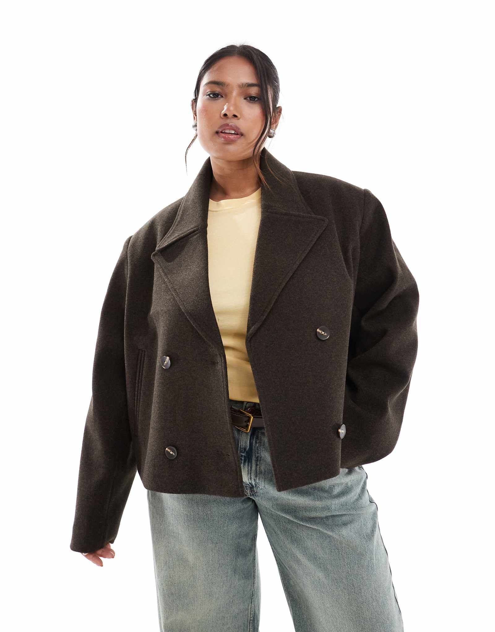 Укороченное вечернее пальто в горошек шоколадного цвета от ASOS DESIGN Curve 16290₽