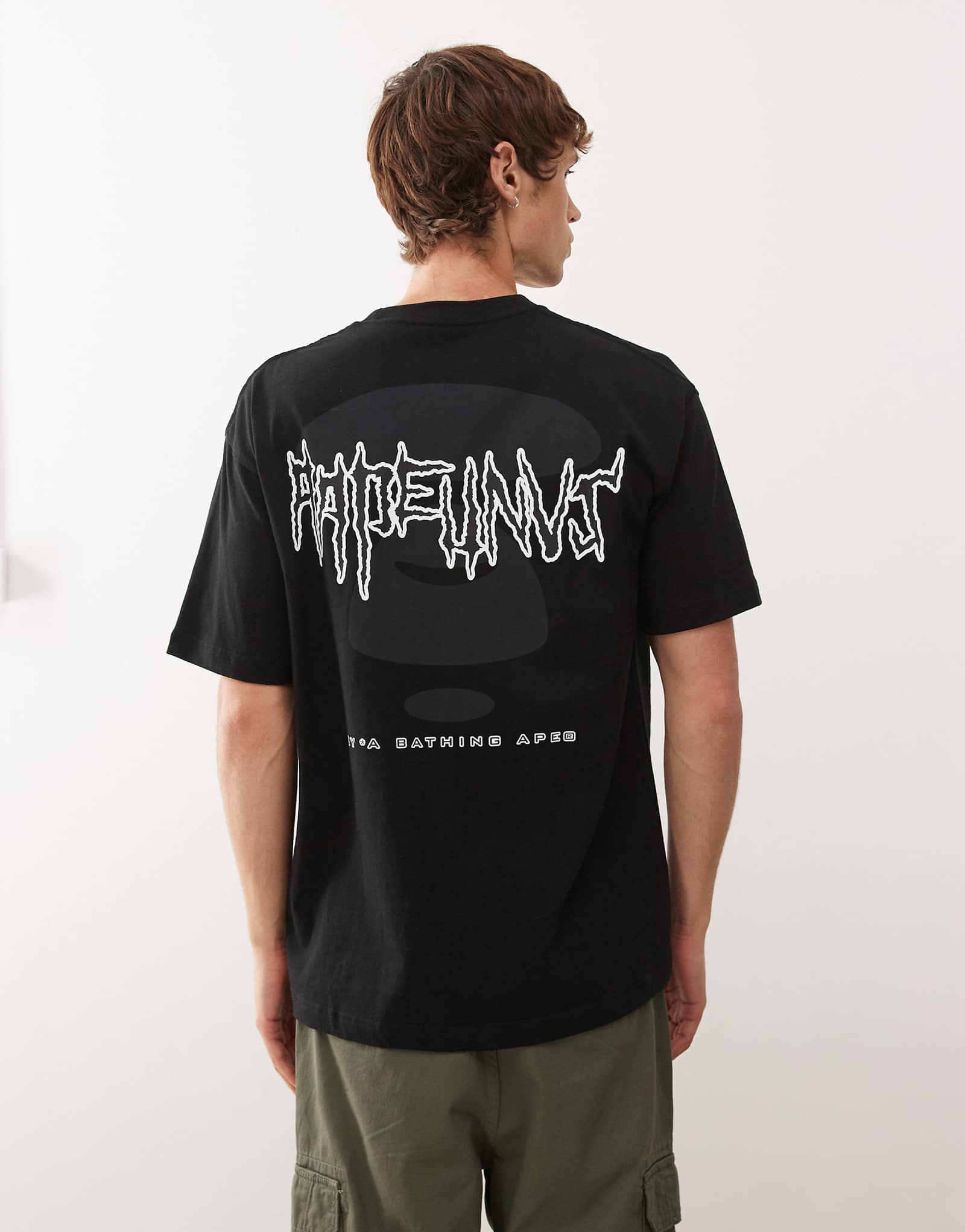 Облегающая футболка Aape by A Bathing Ape черного цвета с принтом логотипа на груди и спине 14090₽