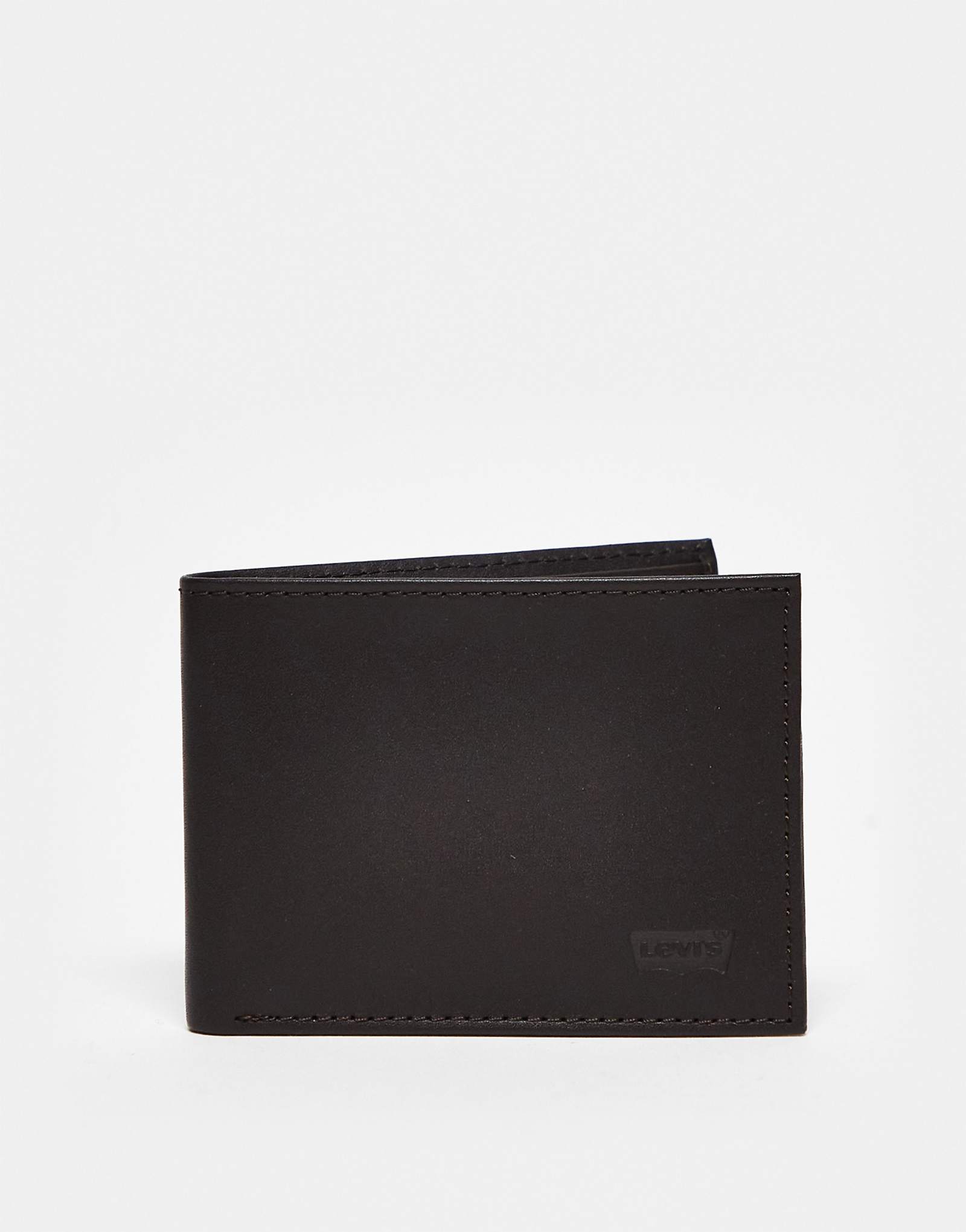 Кожаный двойной кошелек Levis с логотипом летучая мышь коричневого цвета 12490₽