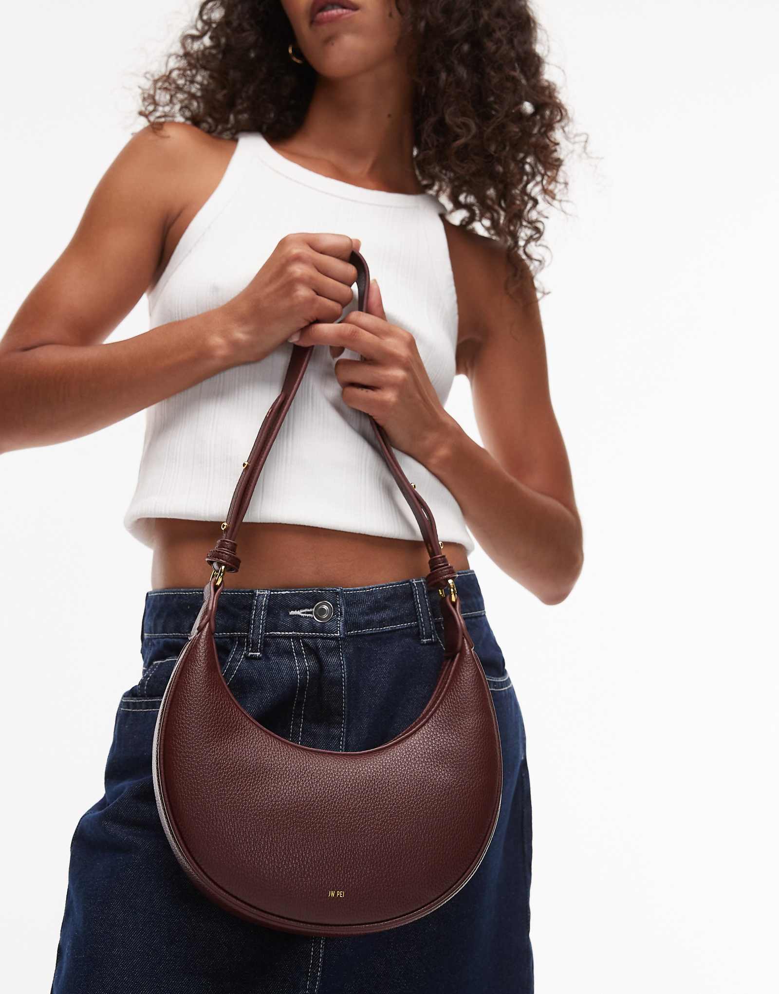 Седельная сумка JW PEI Carly через плечо бордового цвета