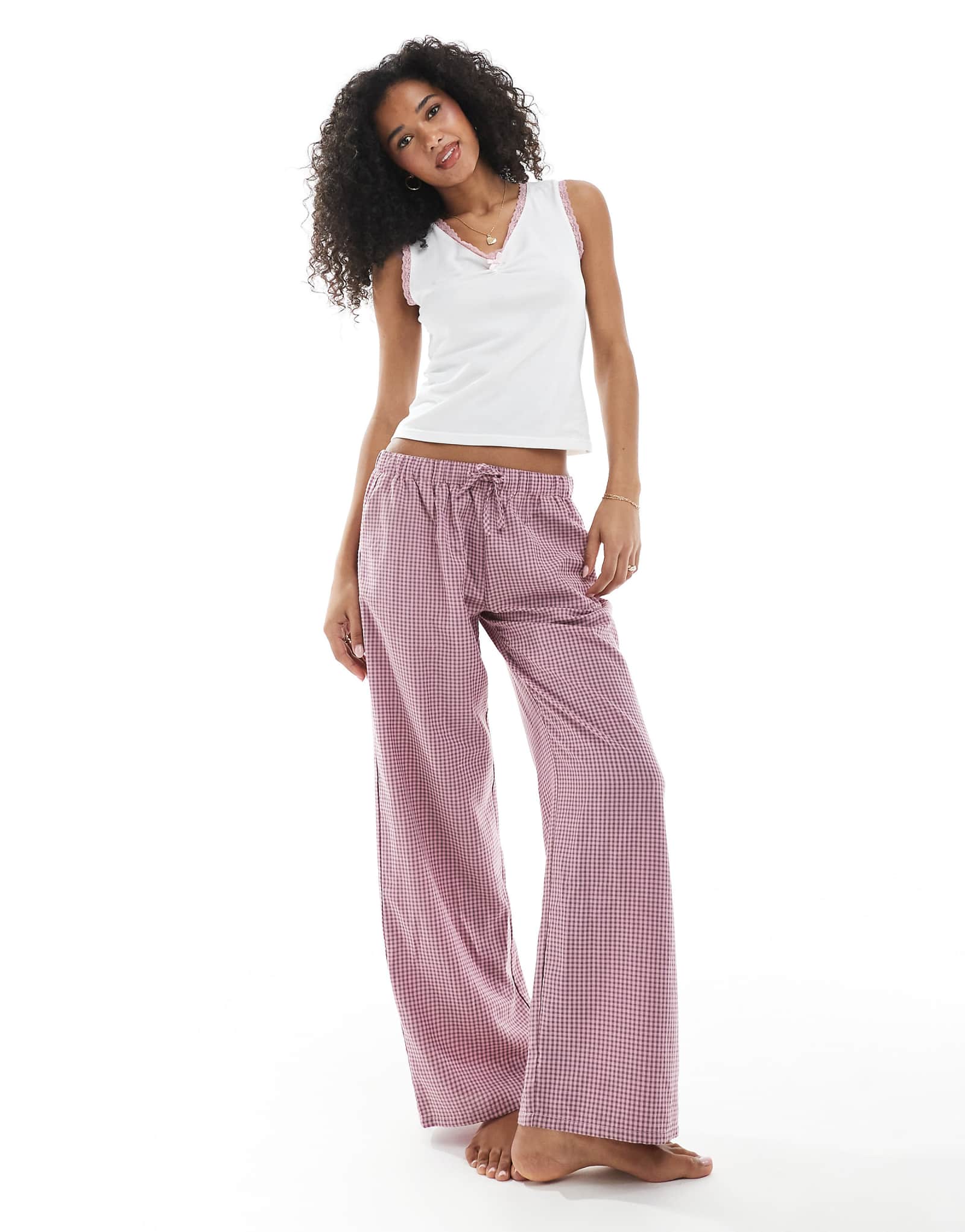 Пижамный комплект из топа и брюк Daisy Street в розовую полоску 9390₽