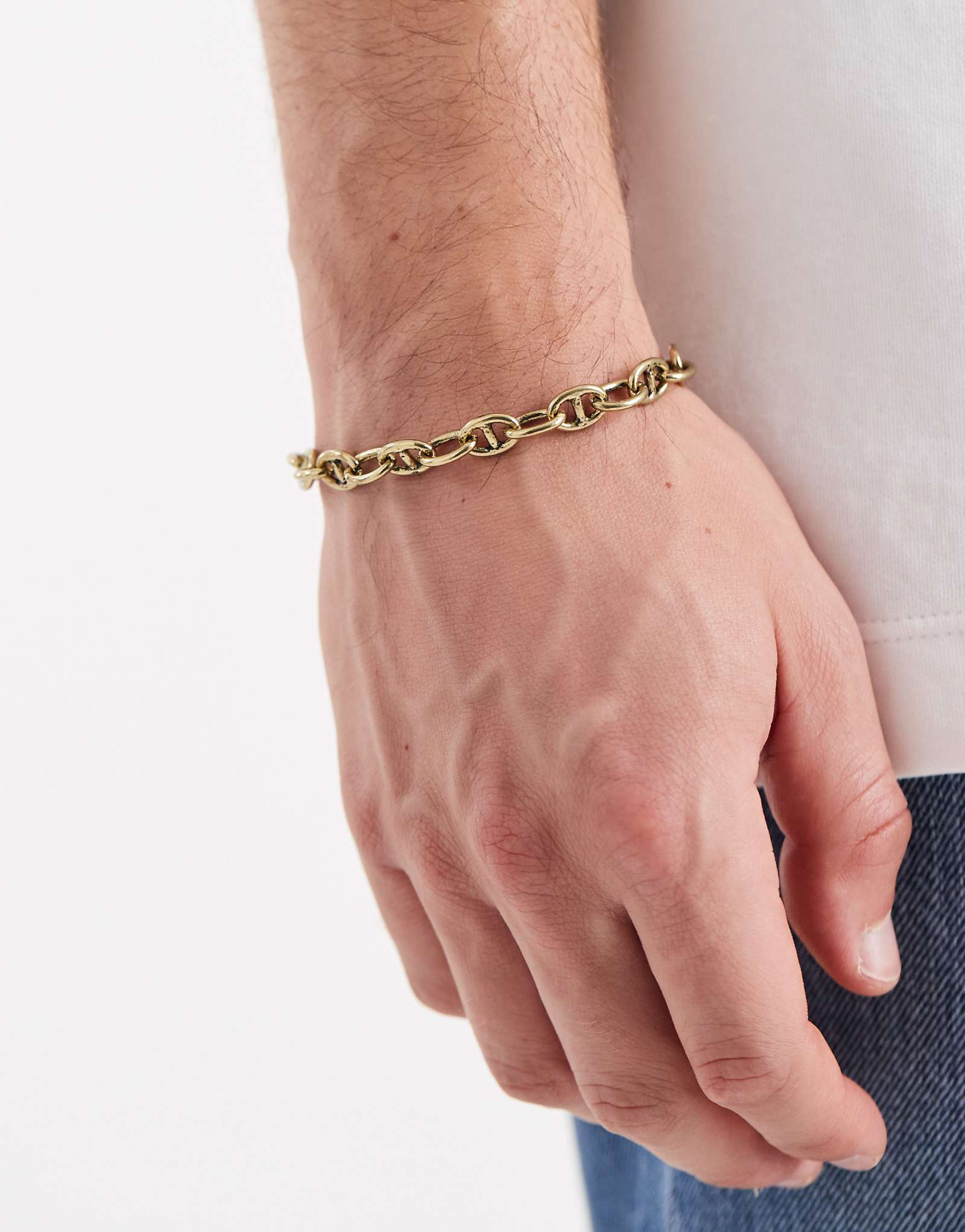 Классический браслет-цепочка из 77 звеньев, выполненный в винтажном золотистом цвете