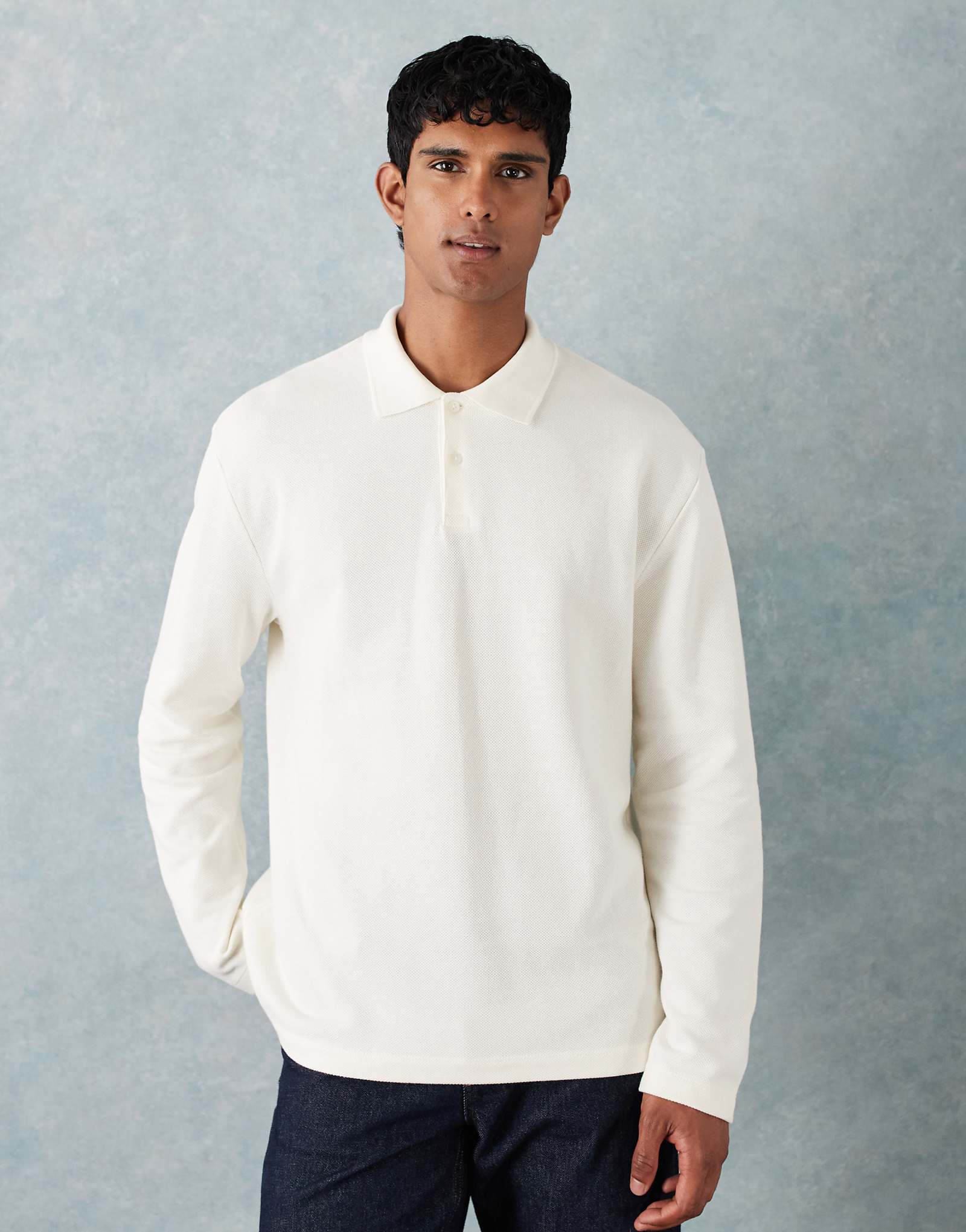 ДИЗАЙНЕРСКОЕ поло пике в супертяжелом весе кремового цвета от ASOS DESIGN 6090₽