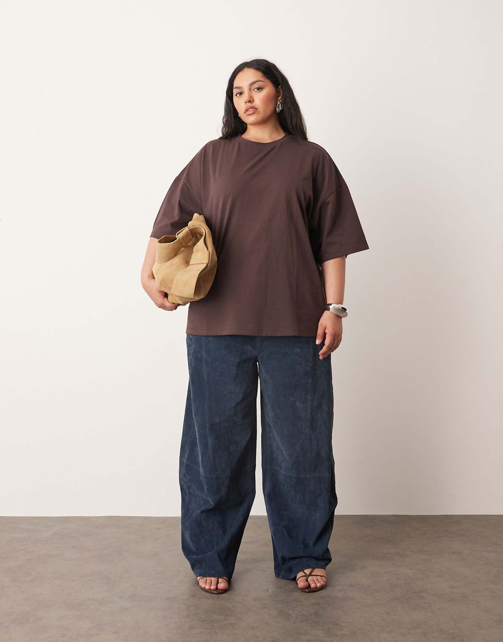 Организовать Кривой Сидней замши с высокой посадкой брюки баррель в военно-морской флот 63090₽