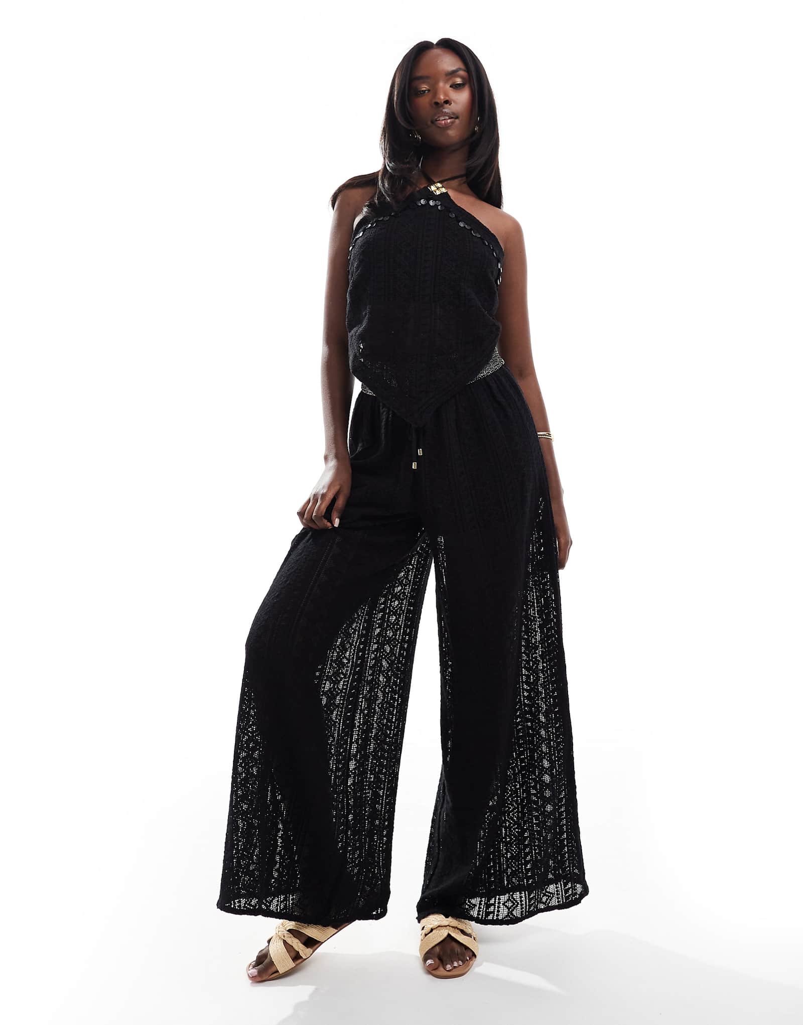 Брюки-карго с принтом River Island scarf черного цвета - часть комплекта 5390₽