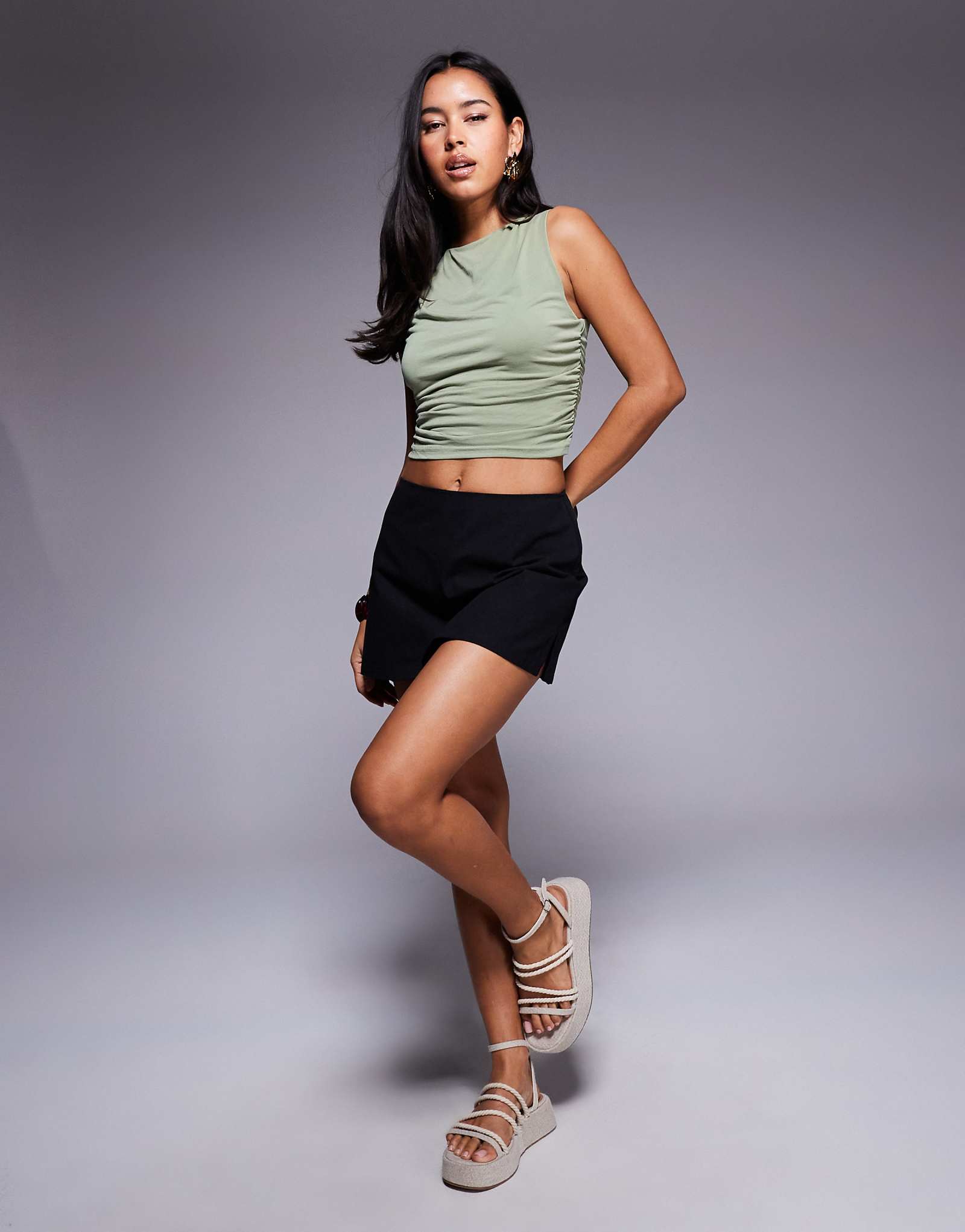 Черное хлопчатобумажное платье с разрезом по бокам от принцессы Полли Джиджи 9990₽