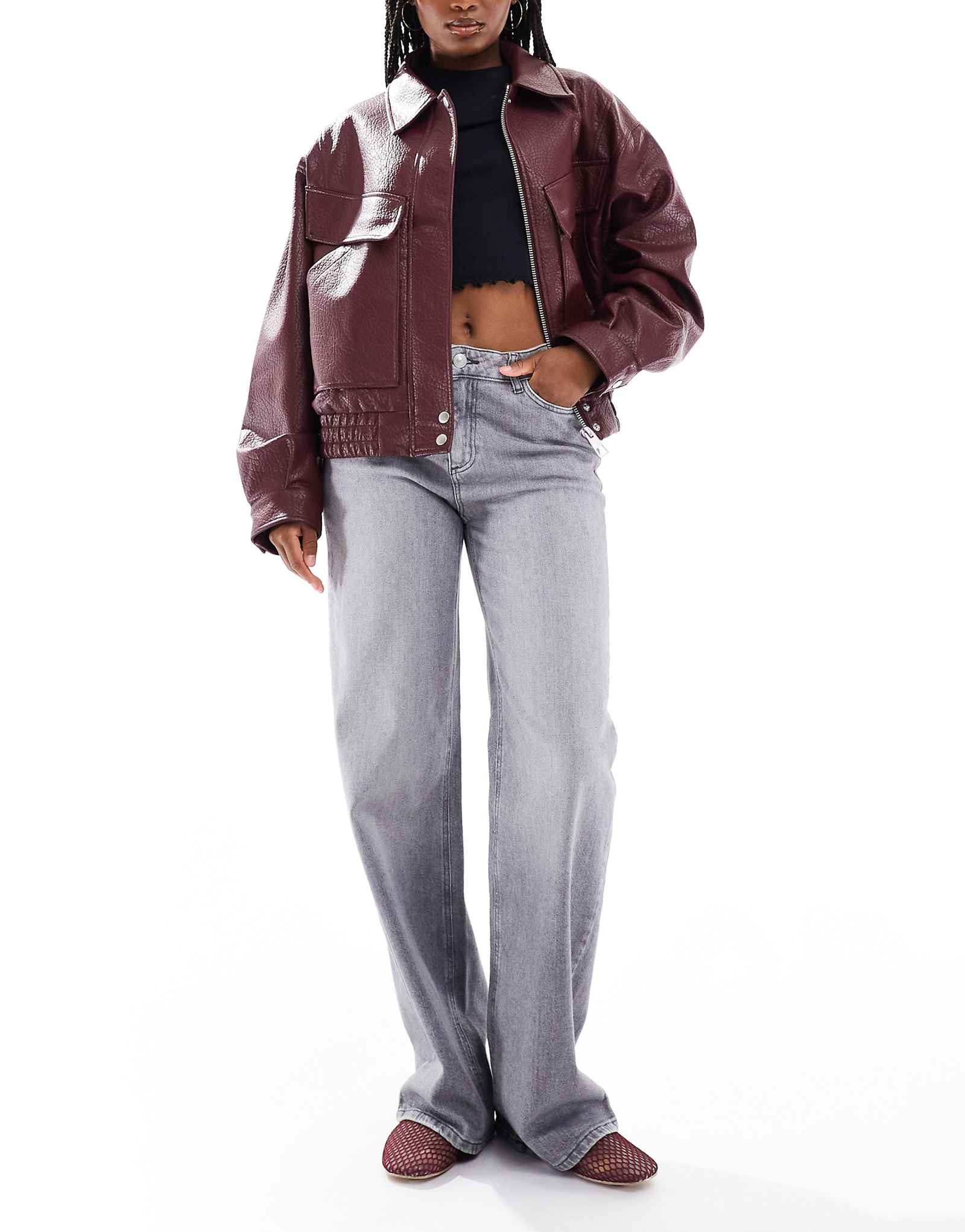 Широкие джинсы из шелка средней посадки средне-серого цвета 14690₽