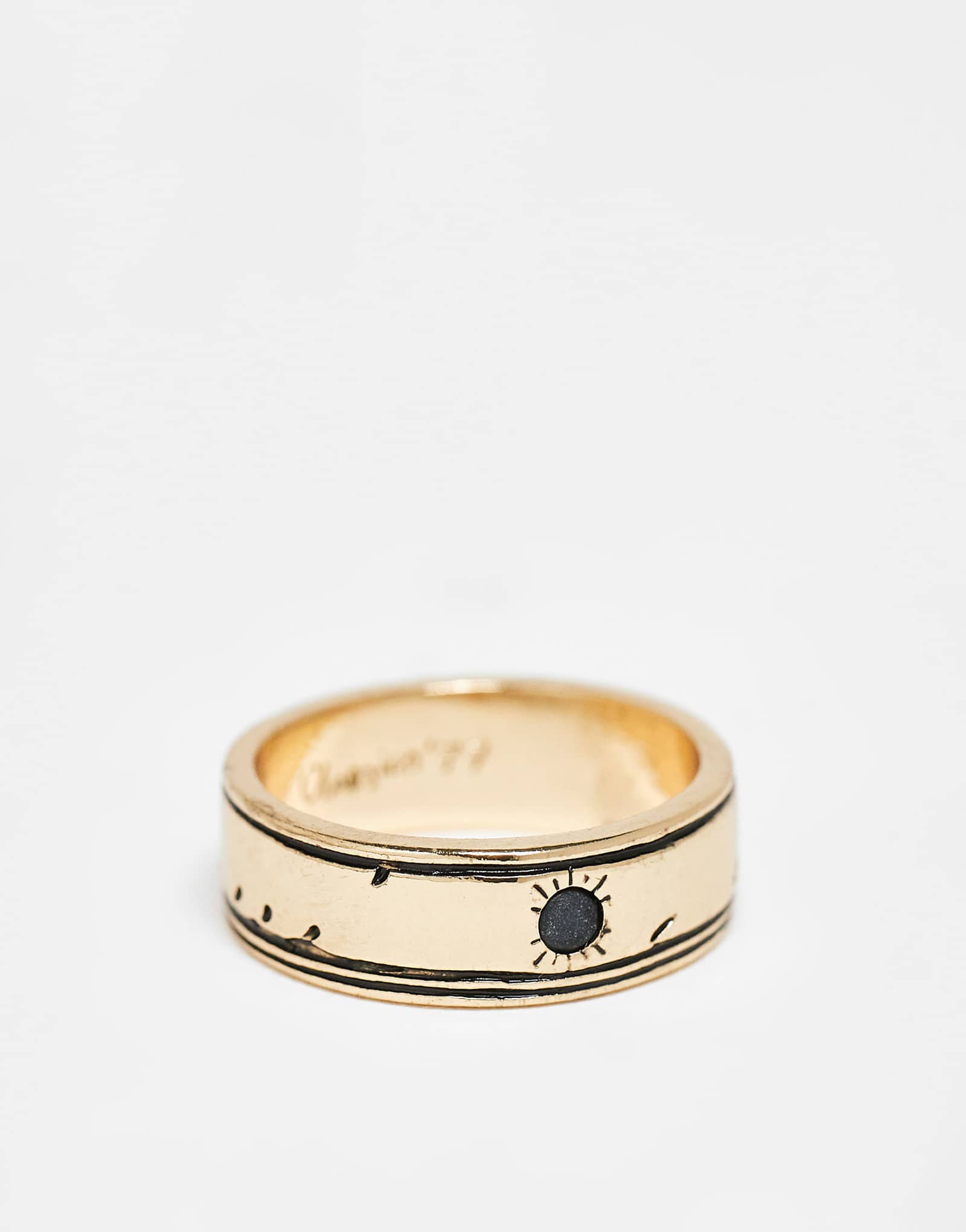 Классическое кольцо с камнем 77 пробы и пальмовой лентой из винтажного золота