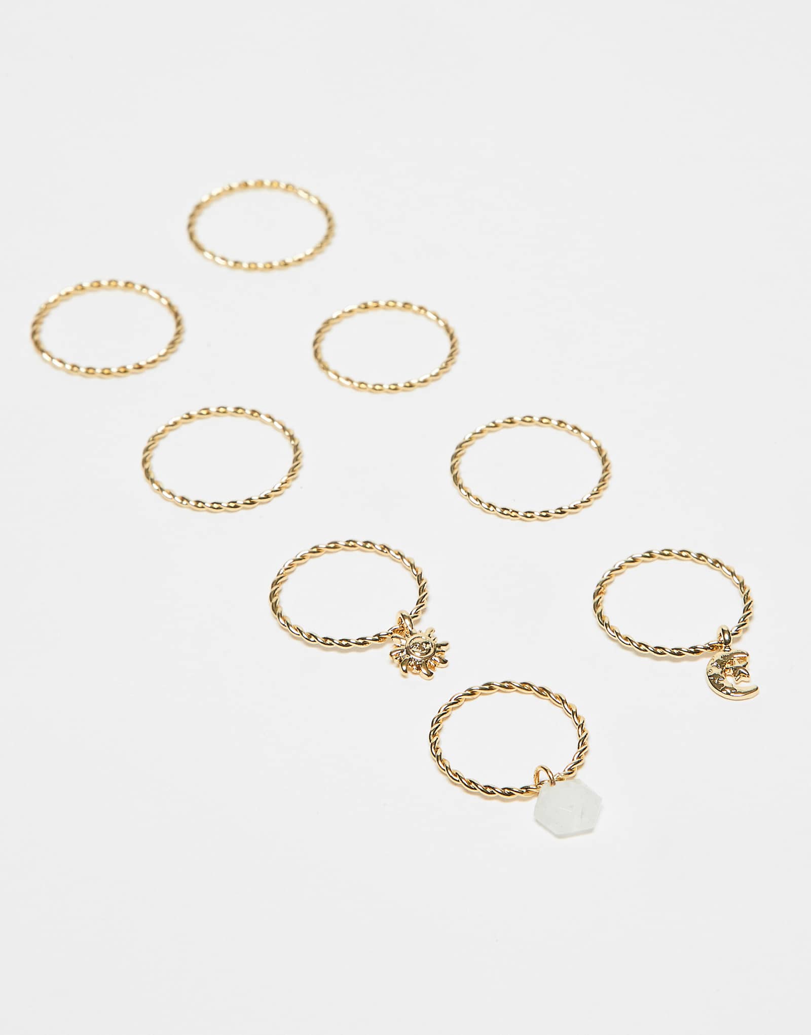 Набор колец ASOS DESIGN Curve с подвесками-шармами золотого оттенка