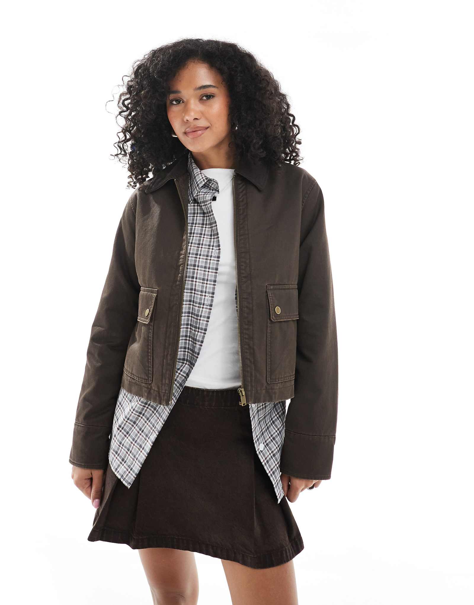 Вощеная амбарная куртка New Look коричневого цвета 18390₽