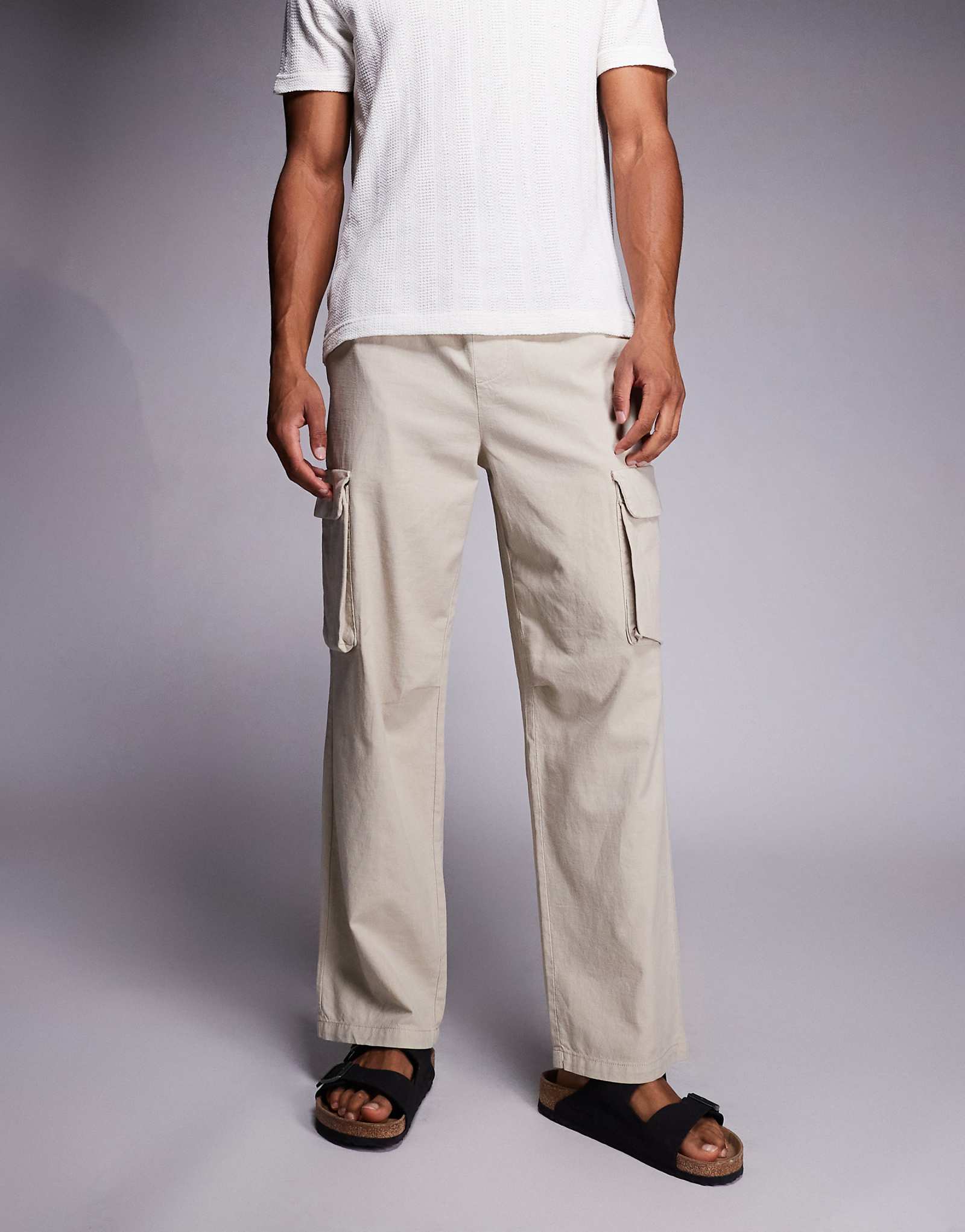 Льняные брюки-карго River Island из камня 15290₽