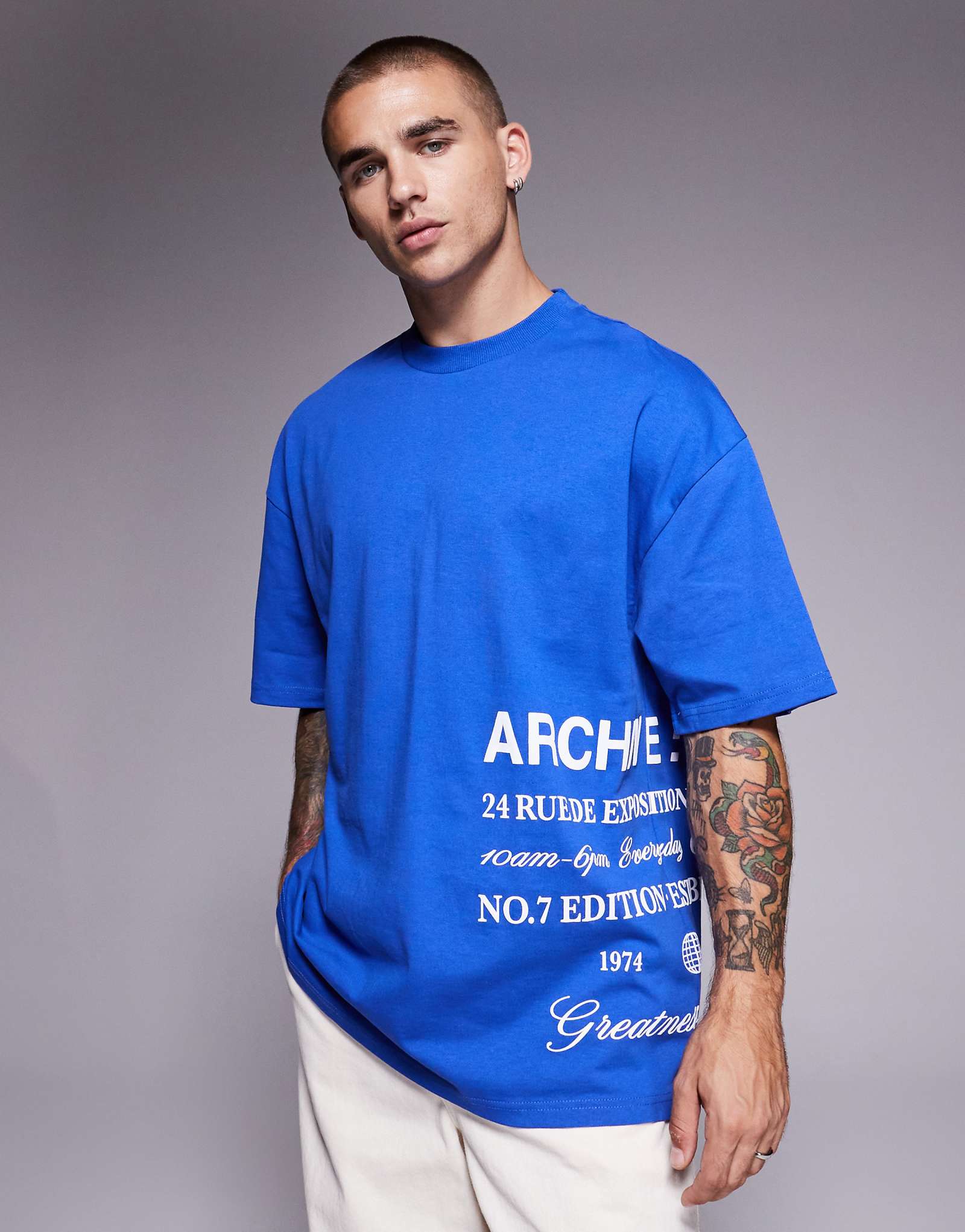 Футболка River Island с надписью архив ярко-синего цвета 9790₽