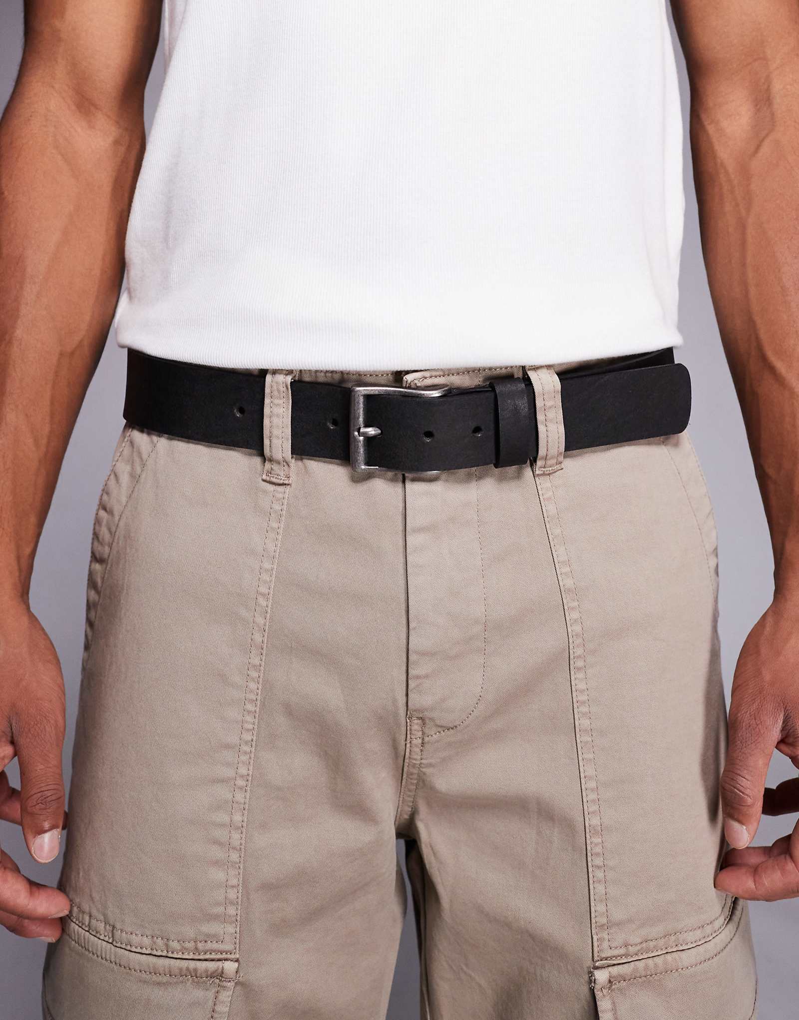 Повседневный кожаный ремень с заклепками River Island черного цвета 7790₽