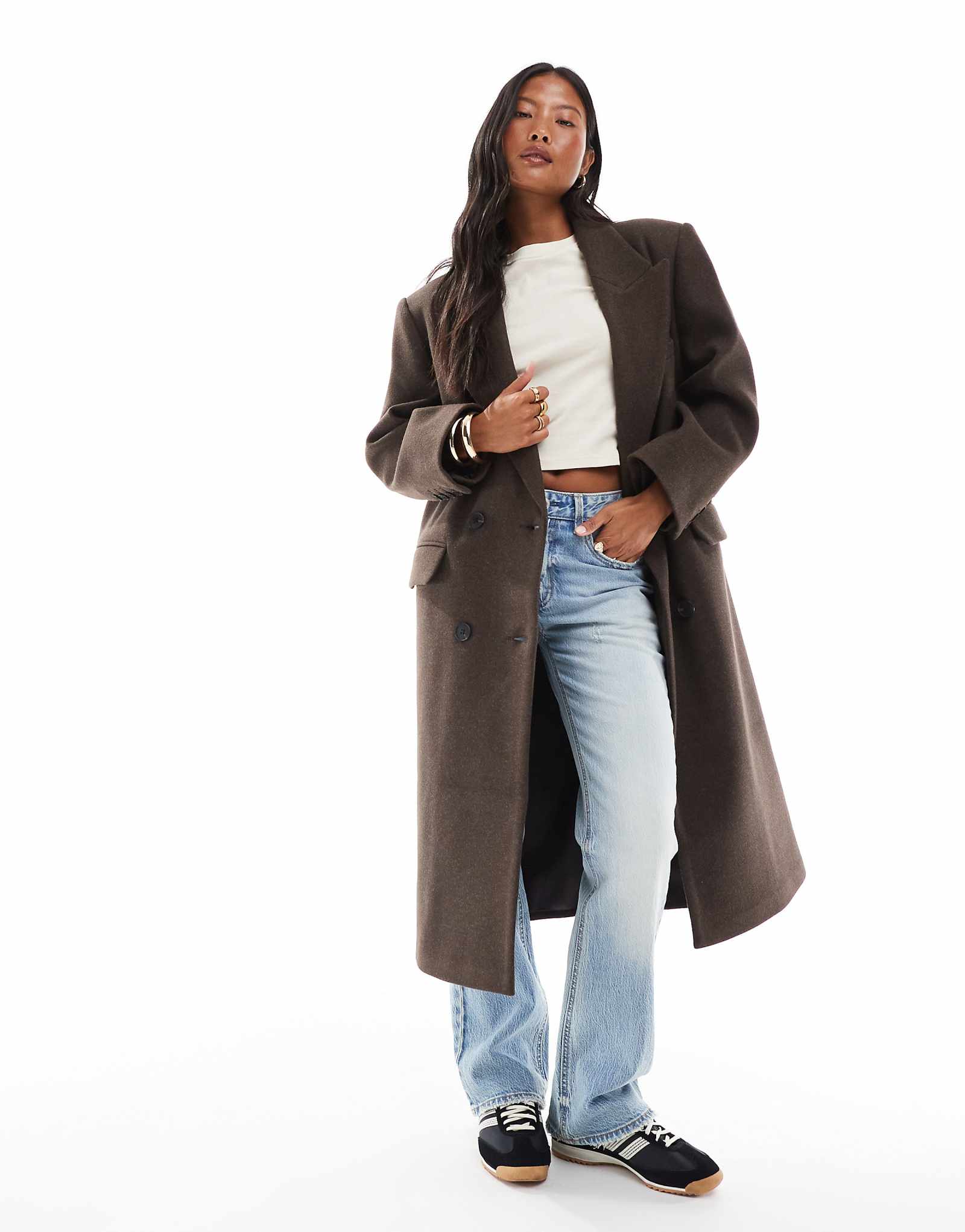 ДИЗАЙНЕРСКОЕ миниатюрное пальто для папы оверсайз от ASOS в полоску шоколадного цвета 24290₽