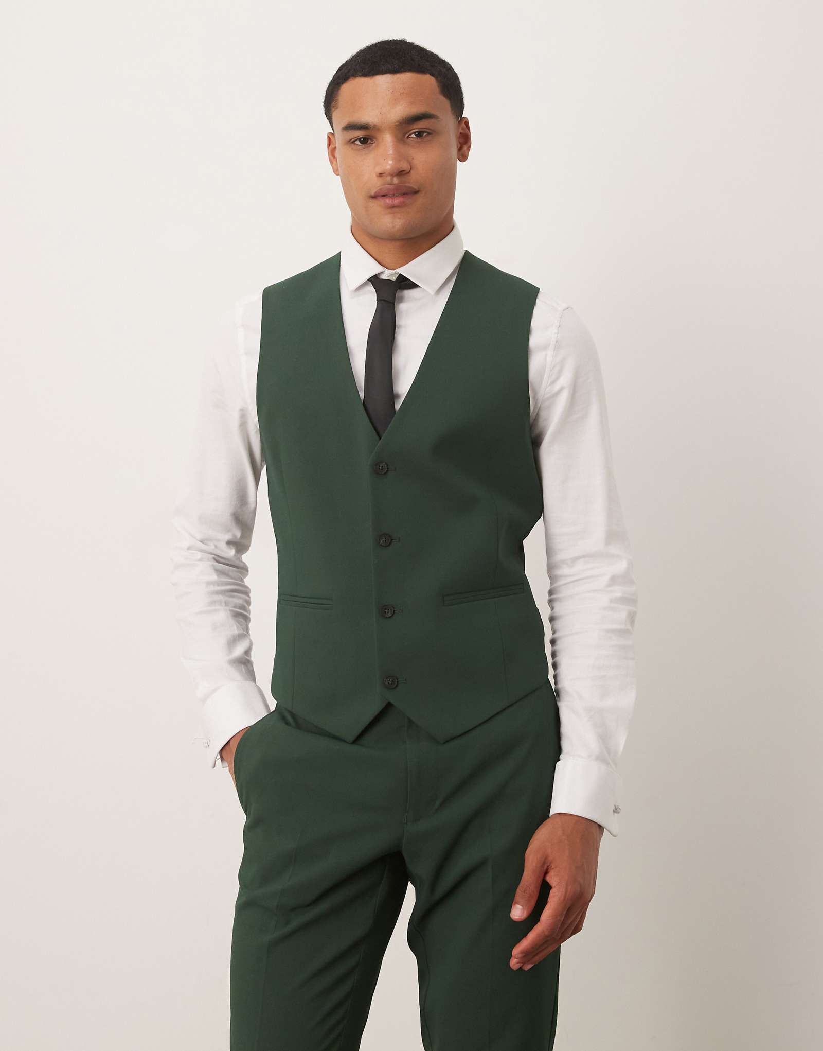 Облегающий костюм-жилет от ASOS DESIGN темно-зеленого цвета 8790₽