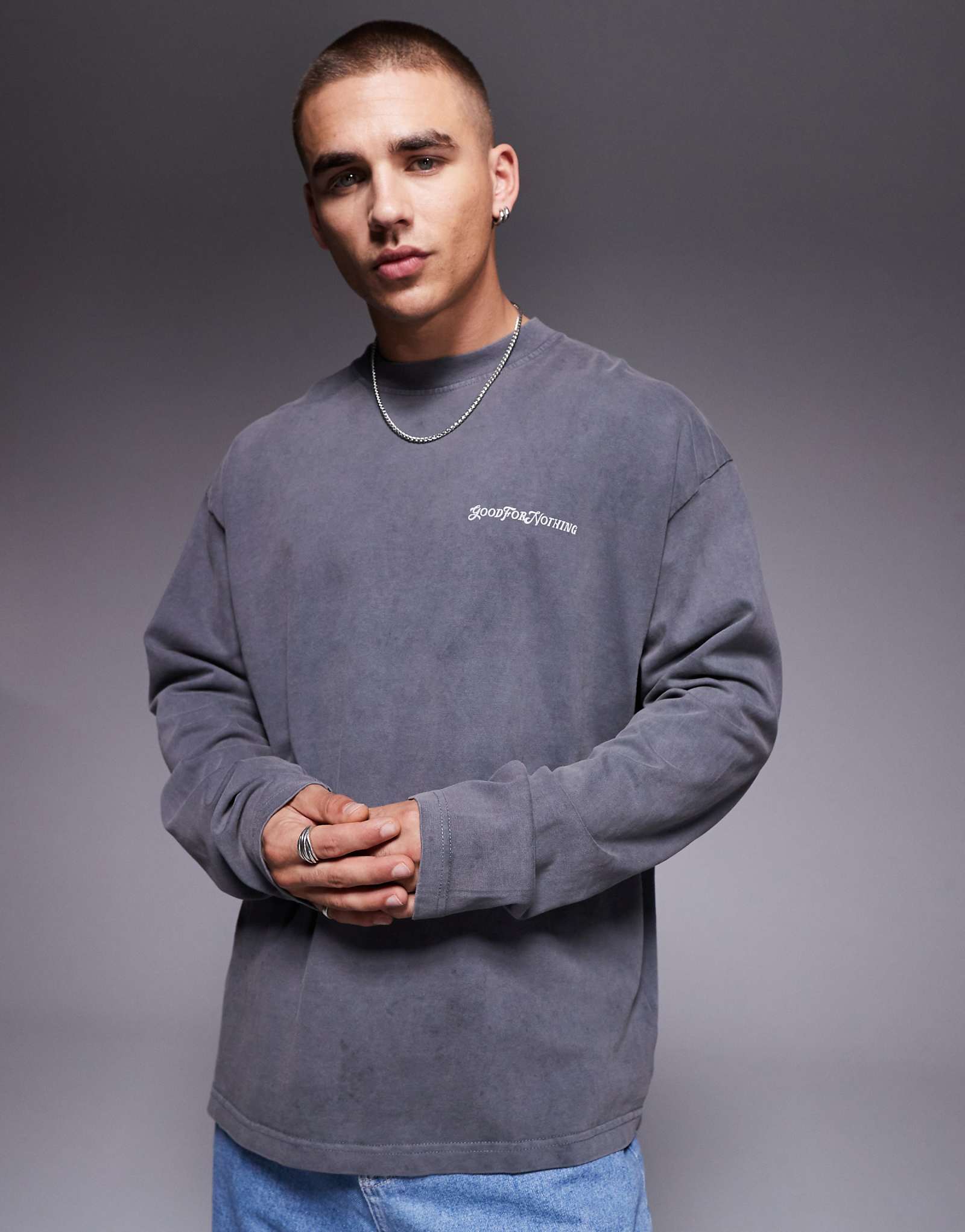 Футболка с логотипом Good For Nothing с длинным рукавом серого цвета