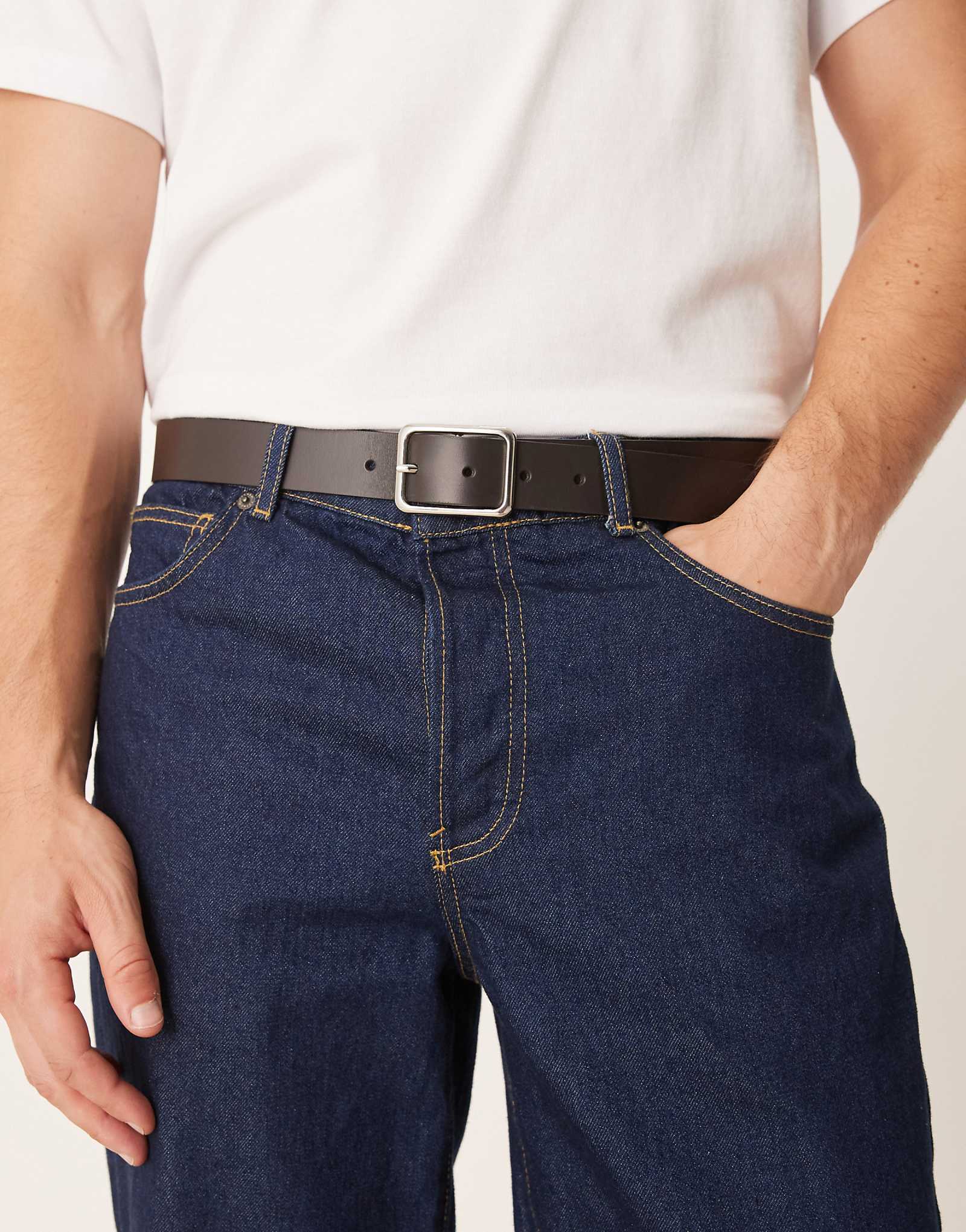 Ремень из кожи манго коричневого цвета 11090₽