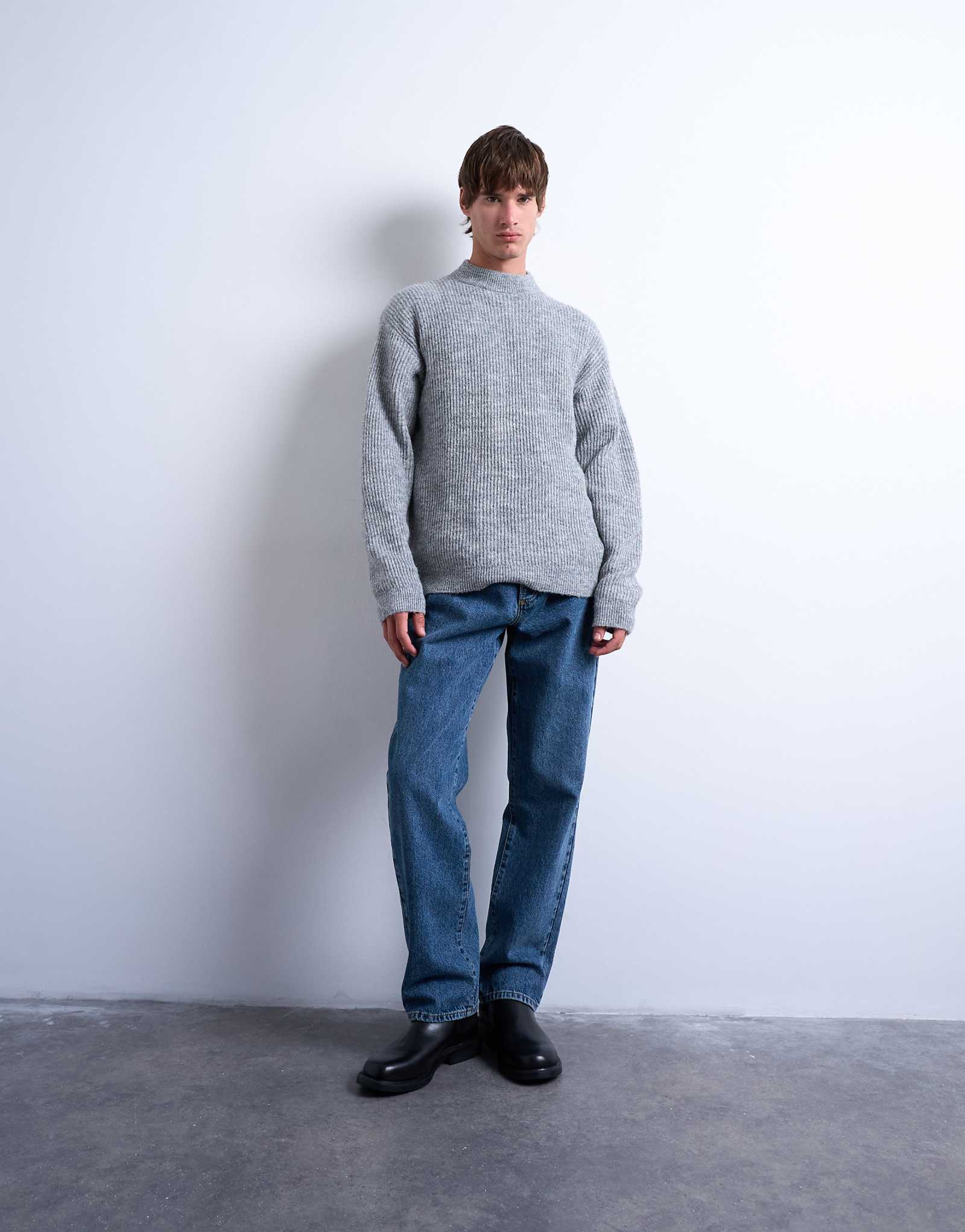 Вязаный свитер Topman серого цвета 12290₽